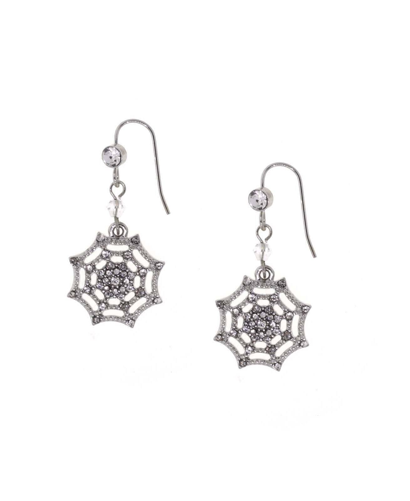 1928 Jewelry Crystal Spider Web Wire Drop Earrings