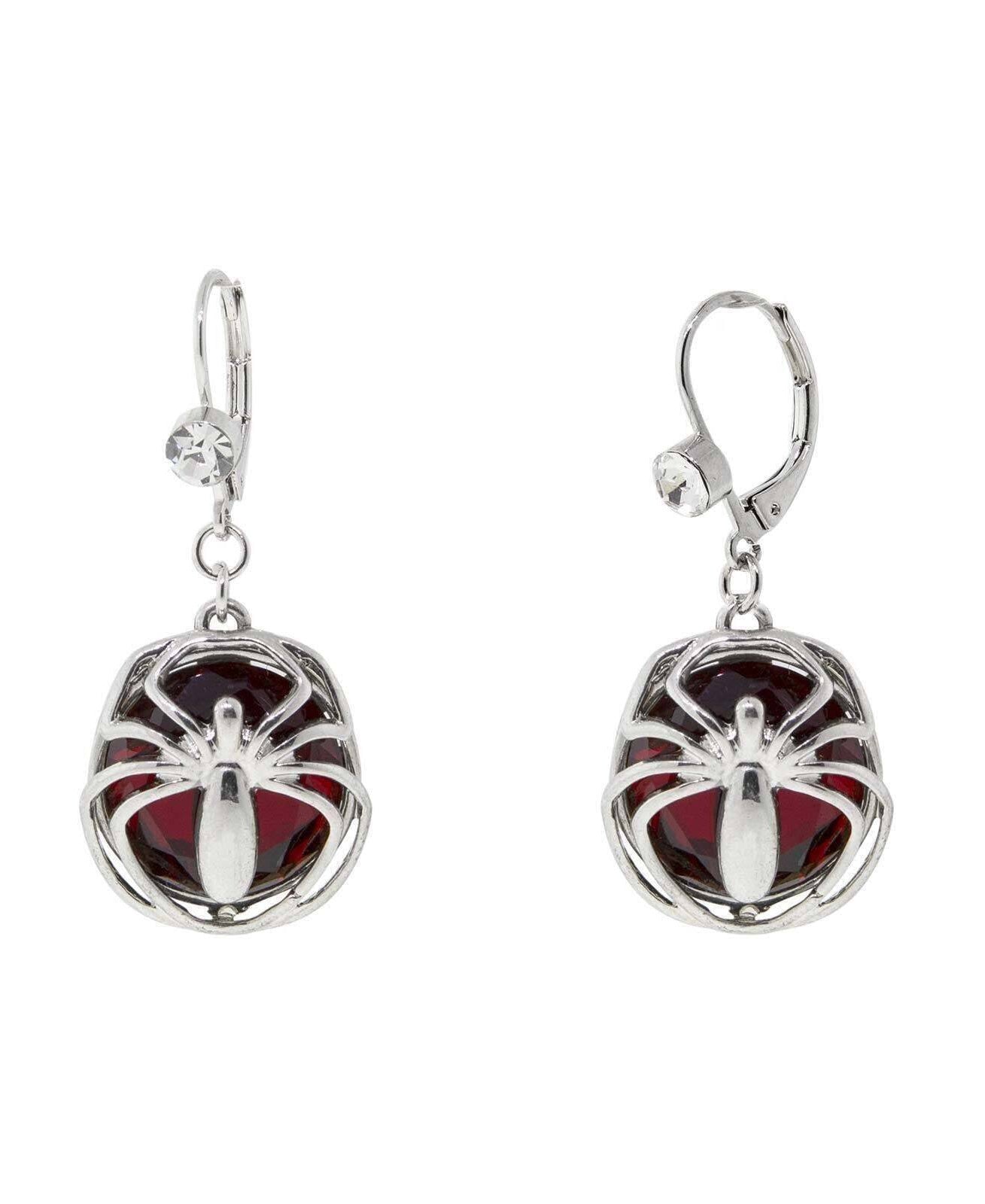 1928 Jewelry Red Bead Spider Drop Earrings