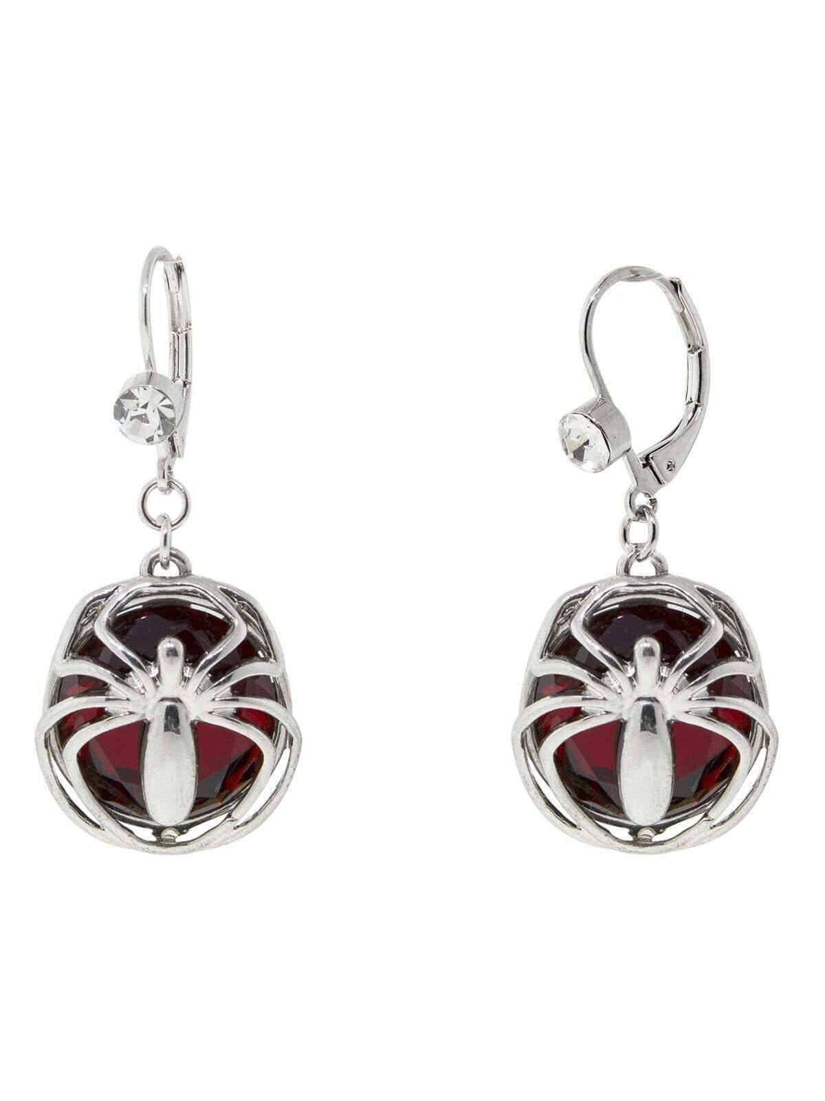 1928 Jewelry Red Bead Spider Drop Earrings