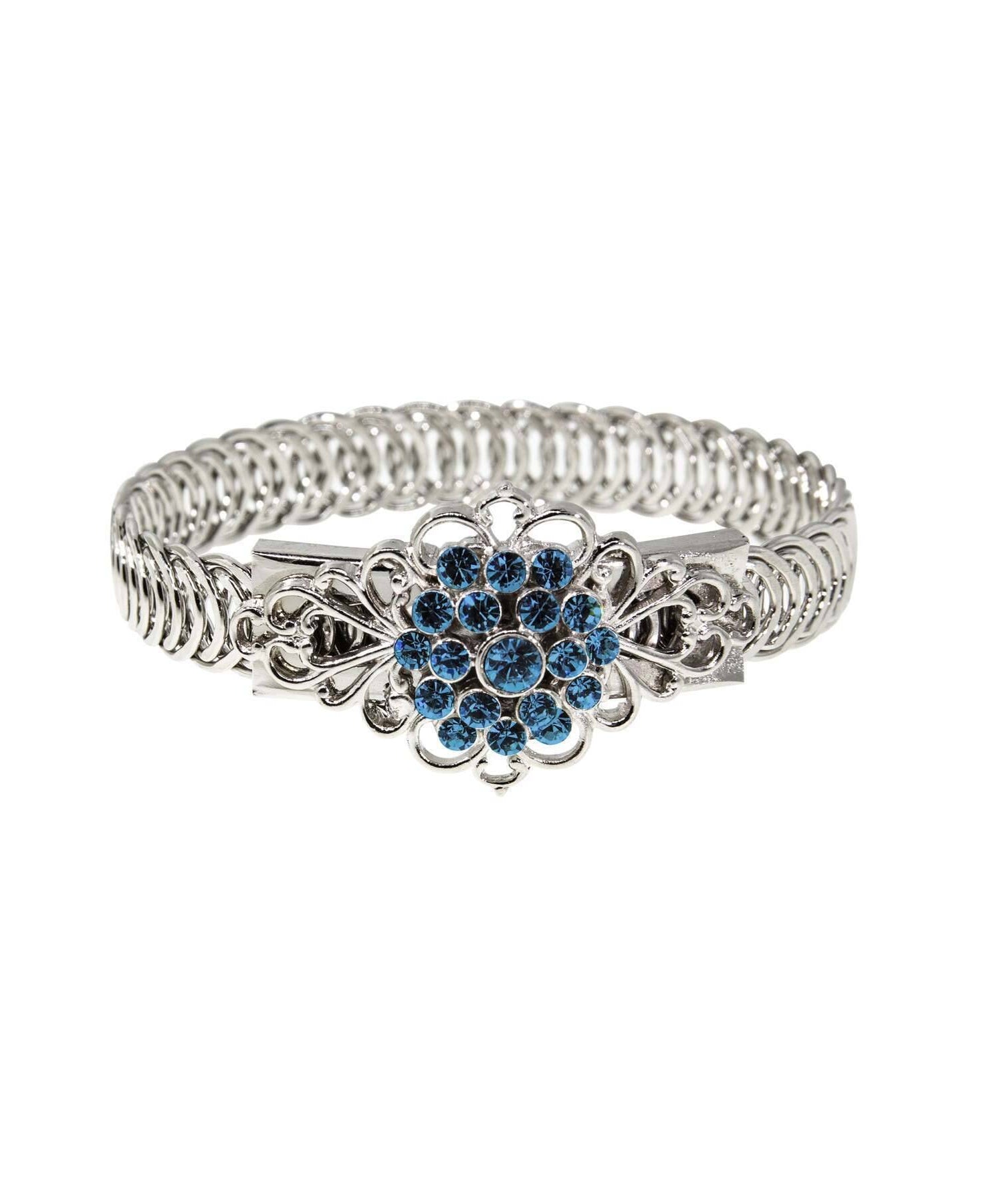 1928 Jewelry Crystal Flower Overlay Belt Bracelet