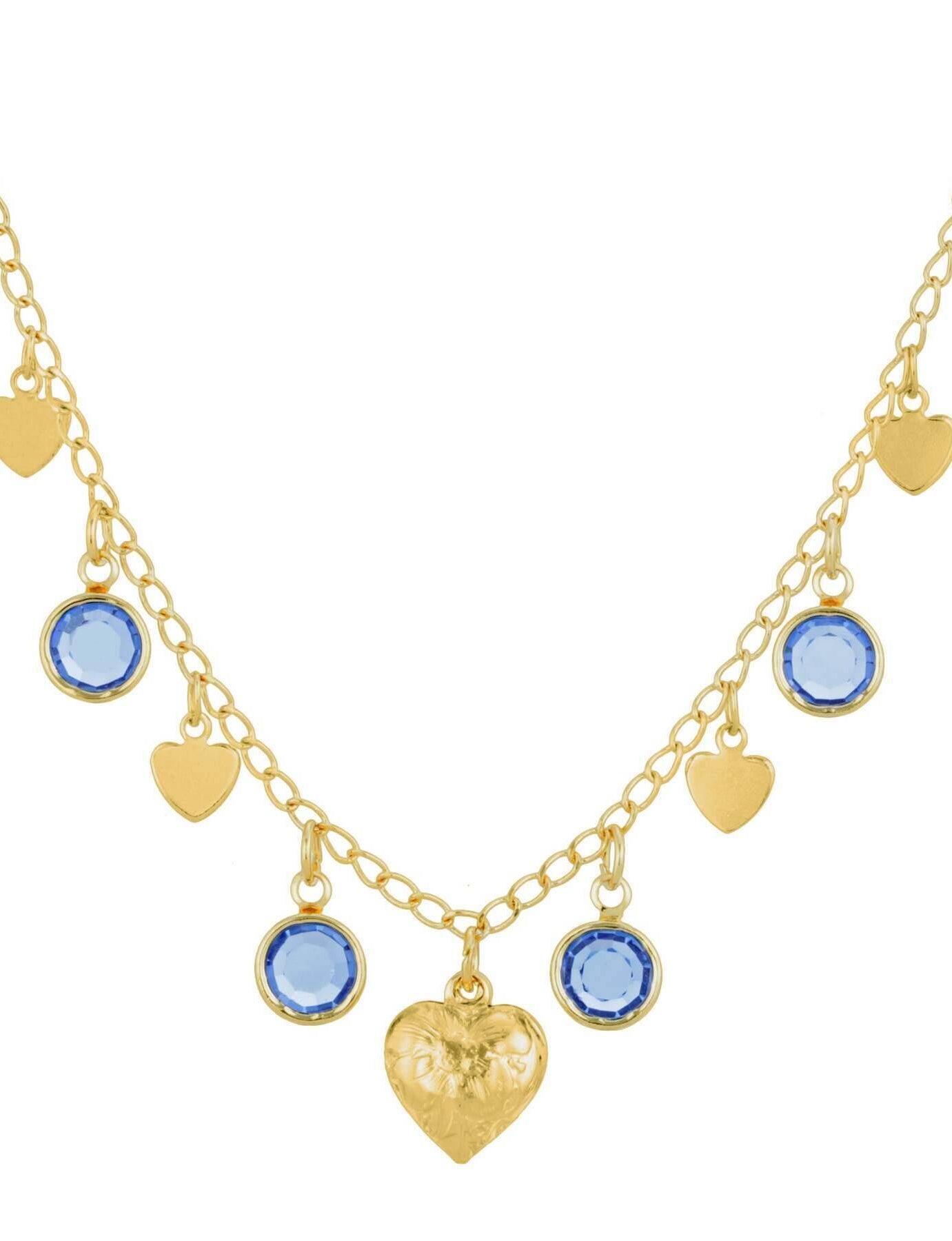 1928 Jewelry Diamond Channel Austrian Crystal Stones with Hearts Drop Necklace 16" + 3" Extender