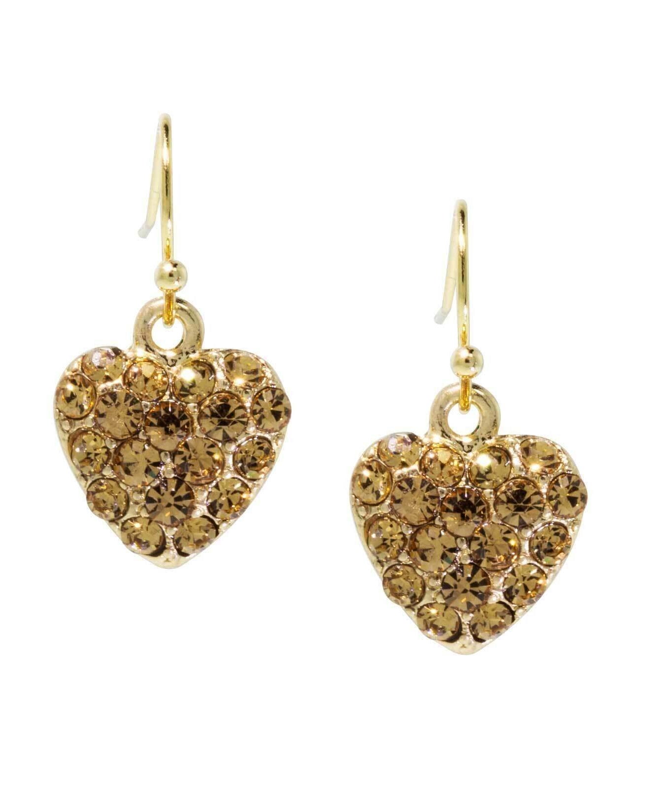 1928 Jewelry Topaz Crystal Heart Wire Earrings