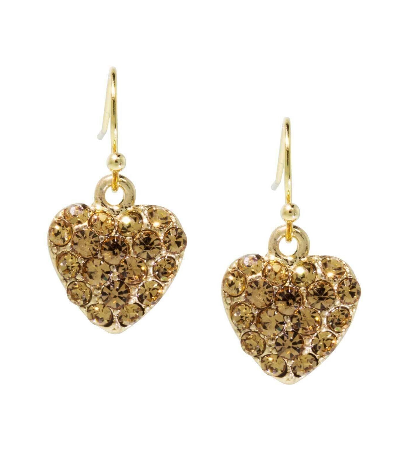 1928 Jewelry Topaz Crystal Heart Wire Earrings