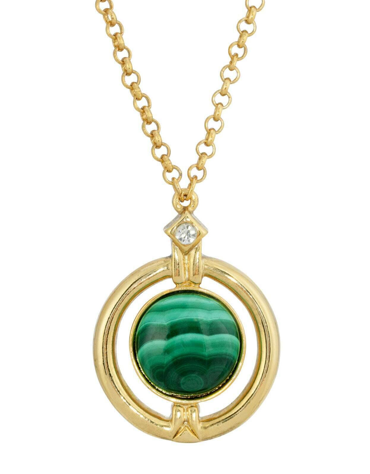 1928 Jewelry Round Gemstone And Crystal Pendant Necklace 20" + 3" Extender