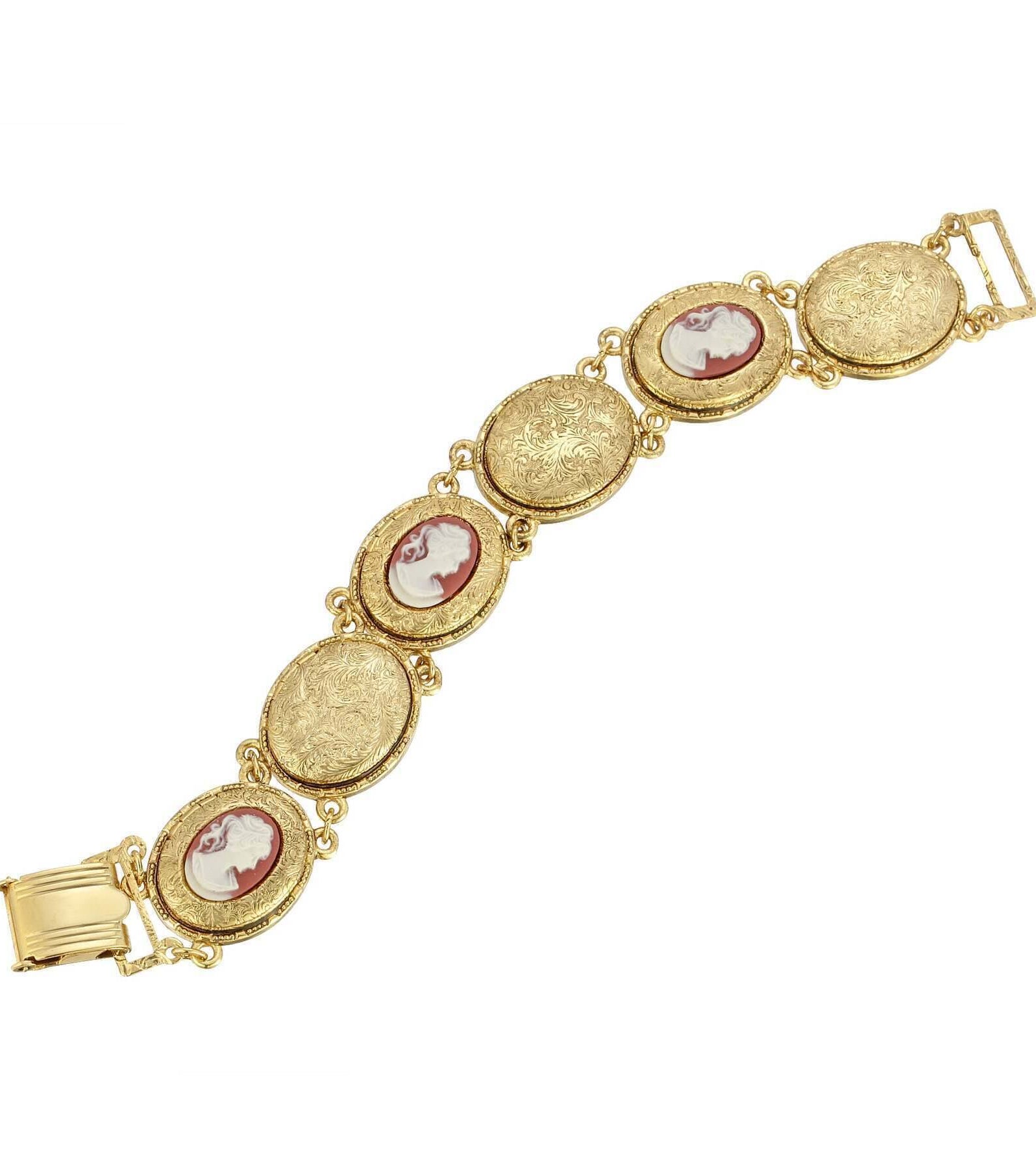 1928 Jewelry Victoria's 12 Photo Cameo Locket Link Bracelet