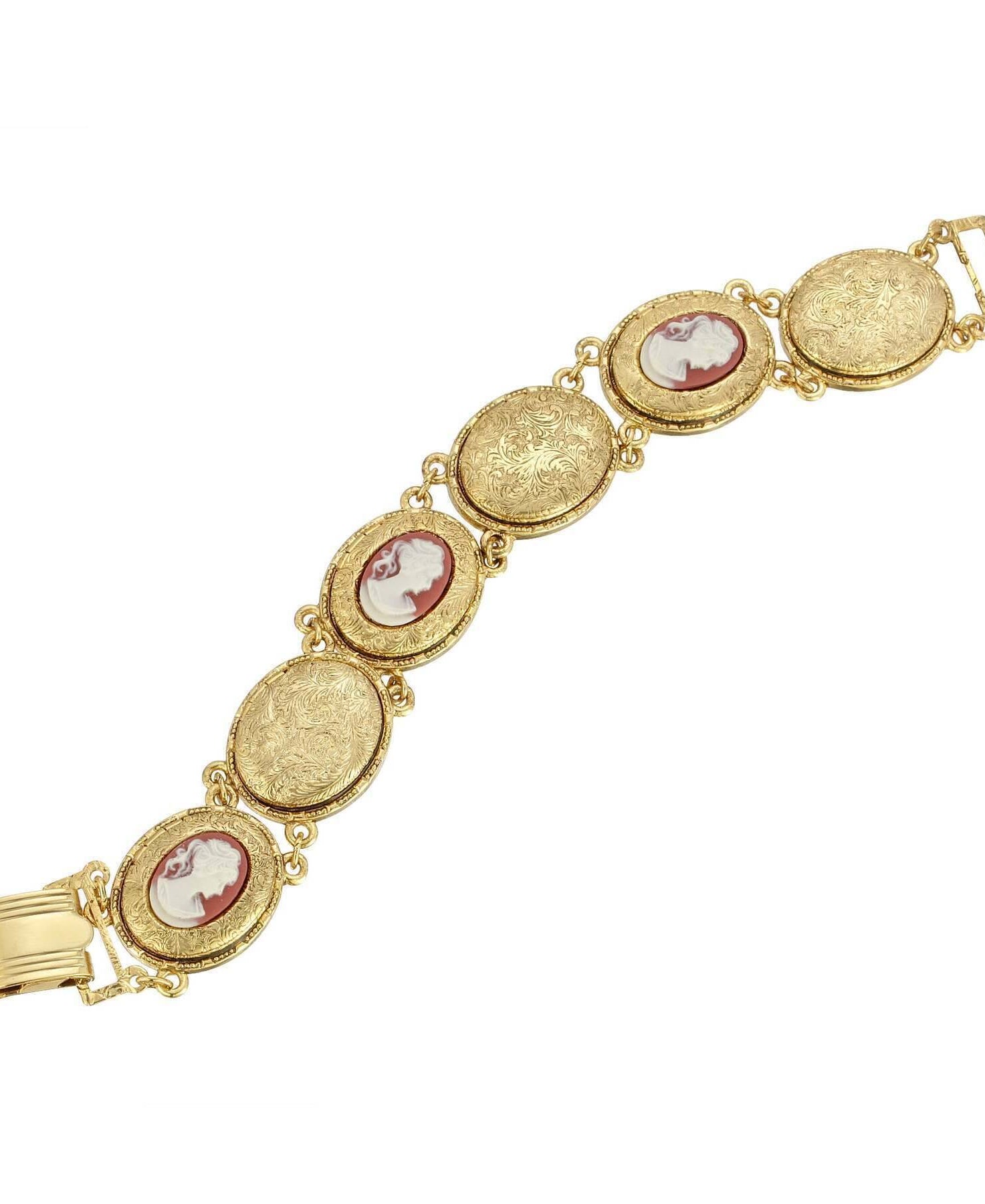 1928 Jewelry Victoria's 12 Photo Cameo Locket Link Bracelet