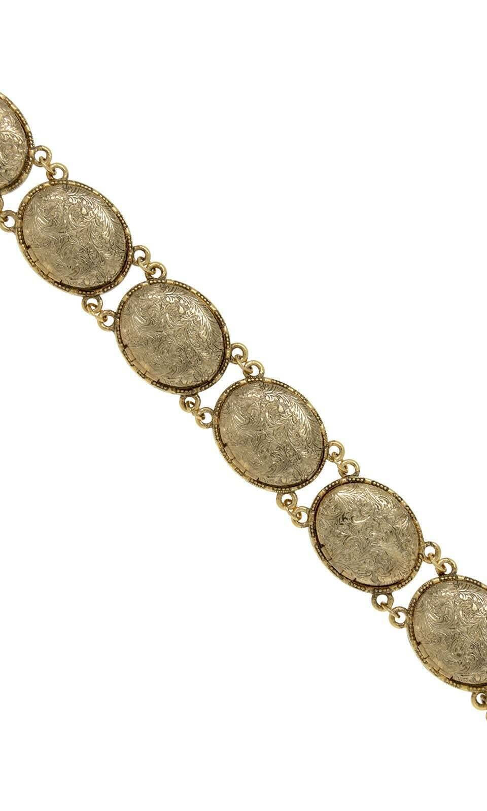 1928 Jewelry Etched Vine Oval Locket Link Bracelet