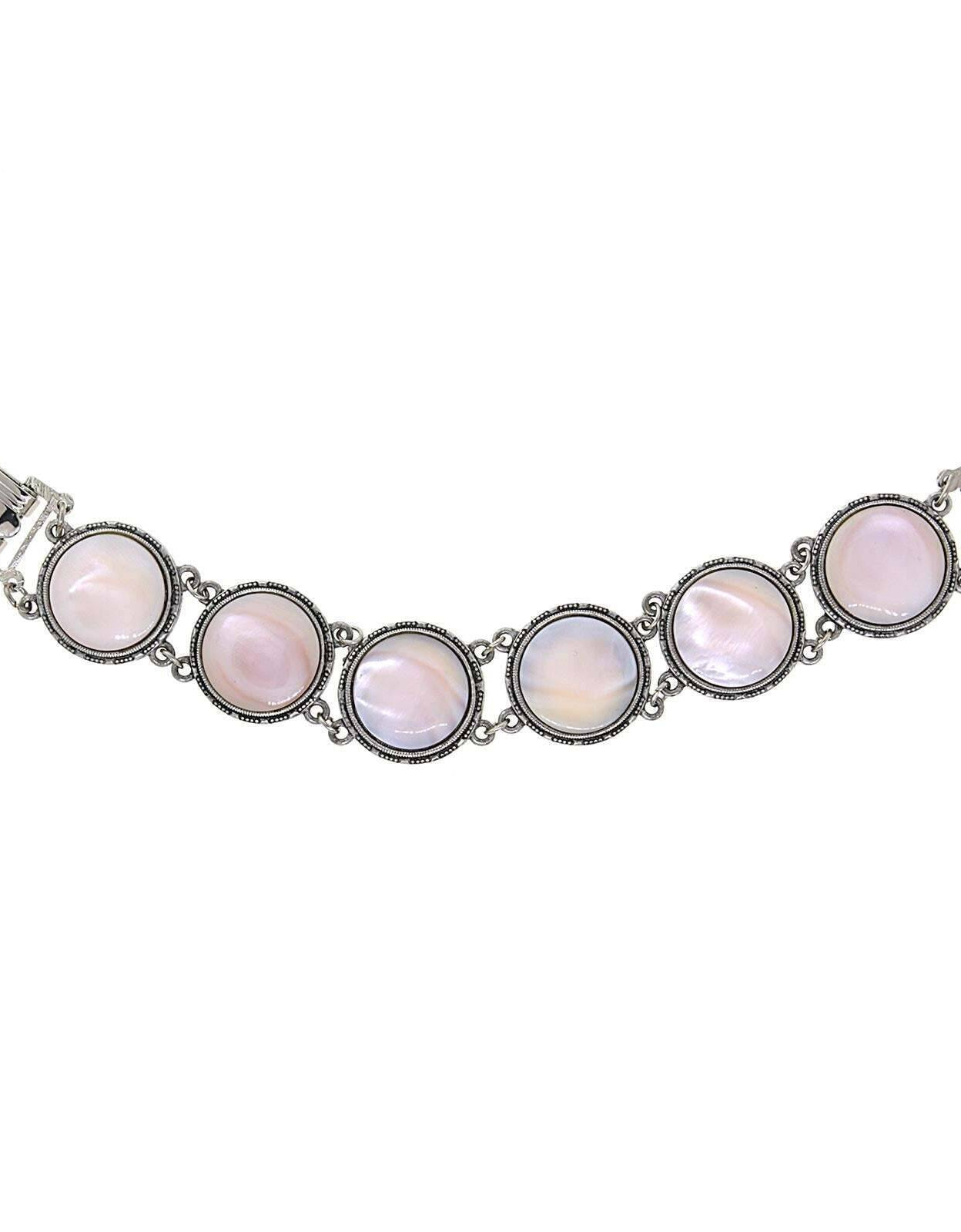 1928 Jewelry Round Pink Mother Of Pearl Clasp Bracelet