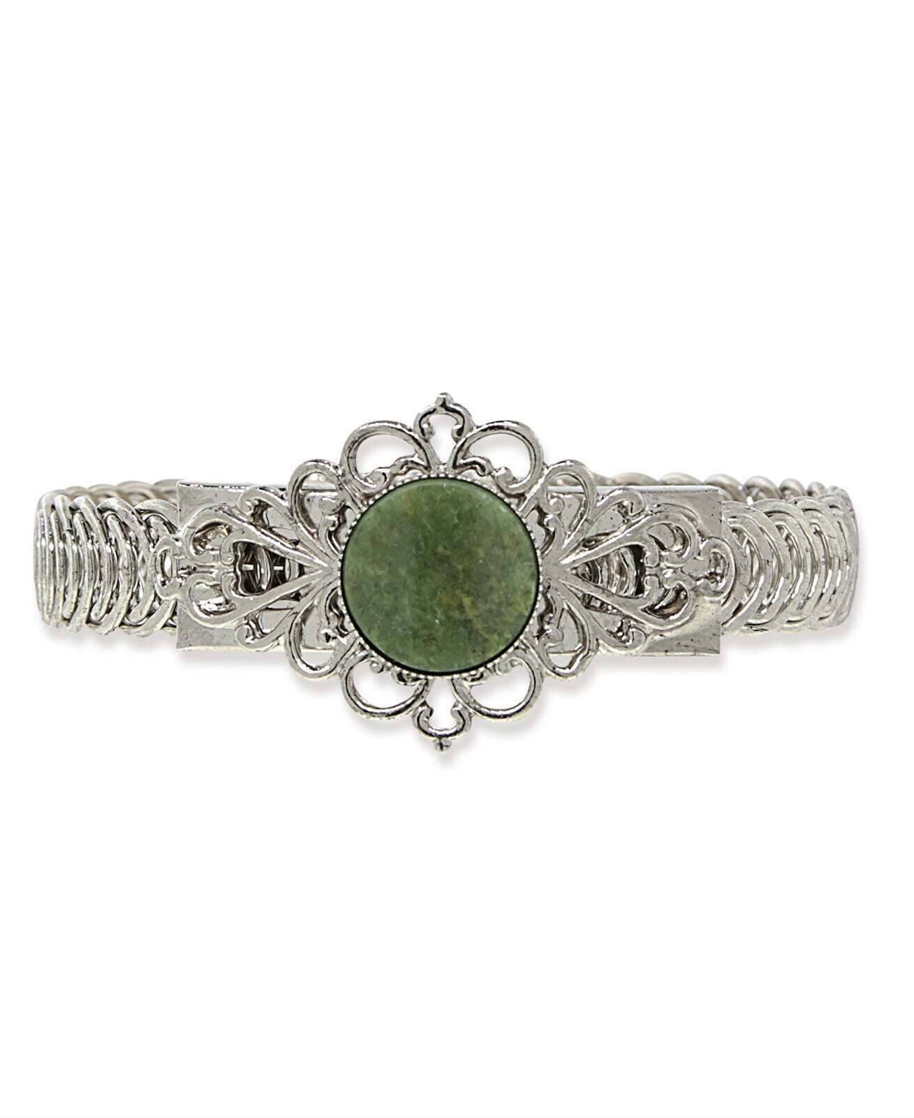 1928 Jewelry Genuine Jade Gemstone Belt Bracelet