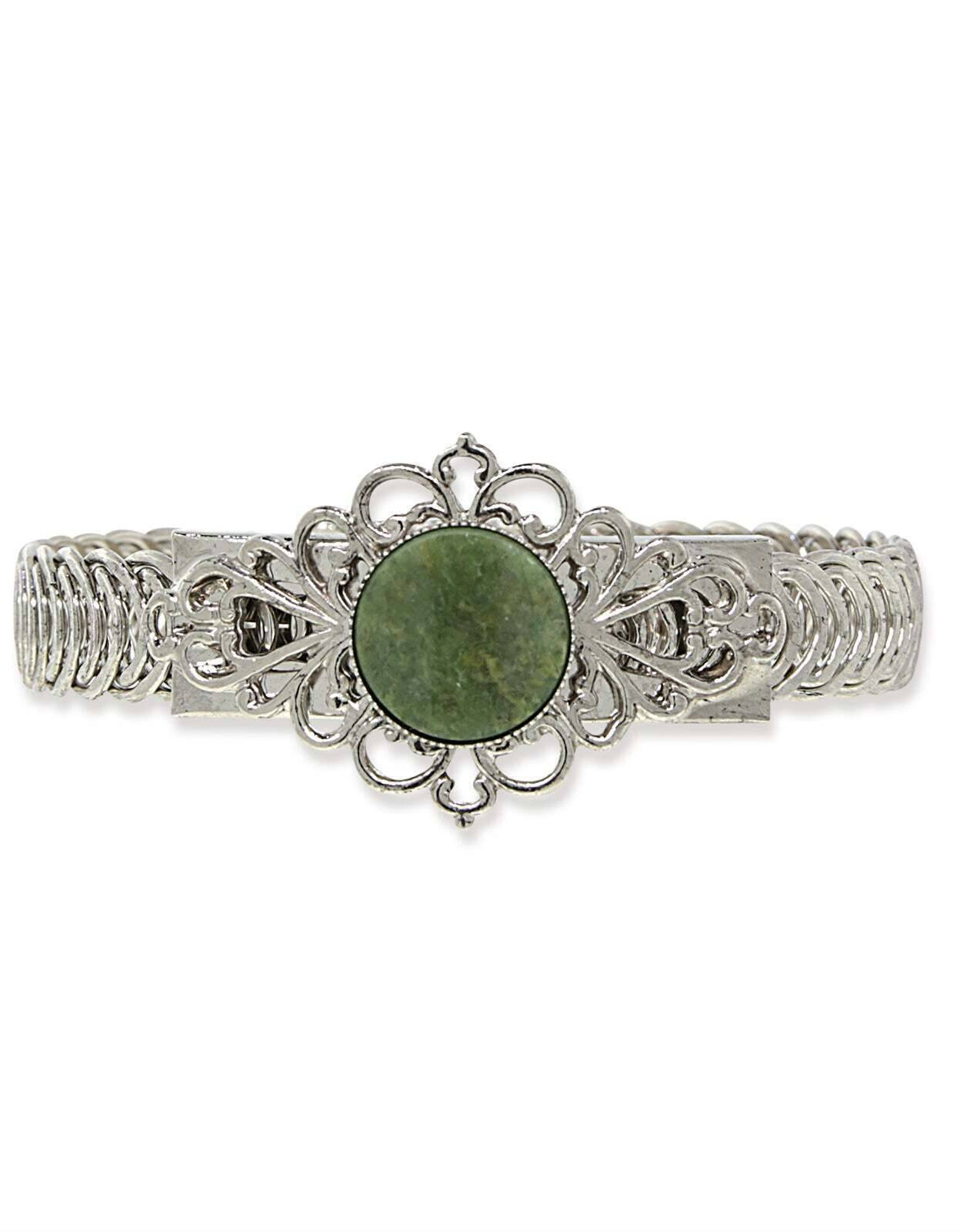 1928 Jewelry Genuine Jade Gemstone Belt Bracelet
