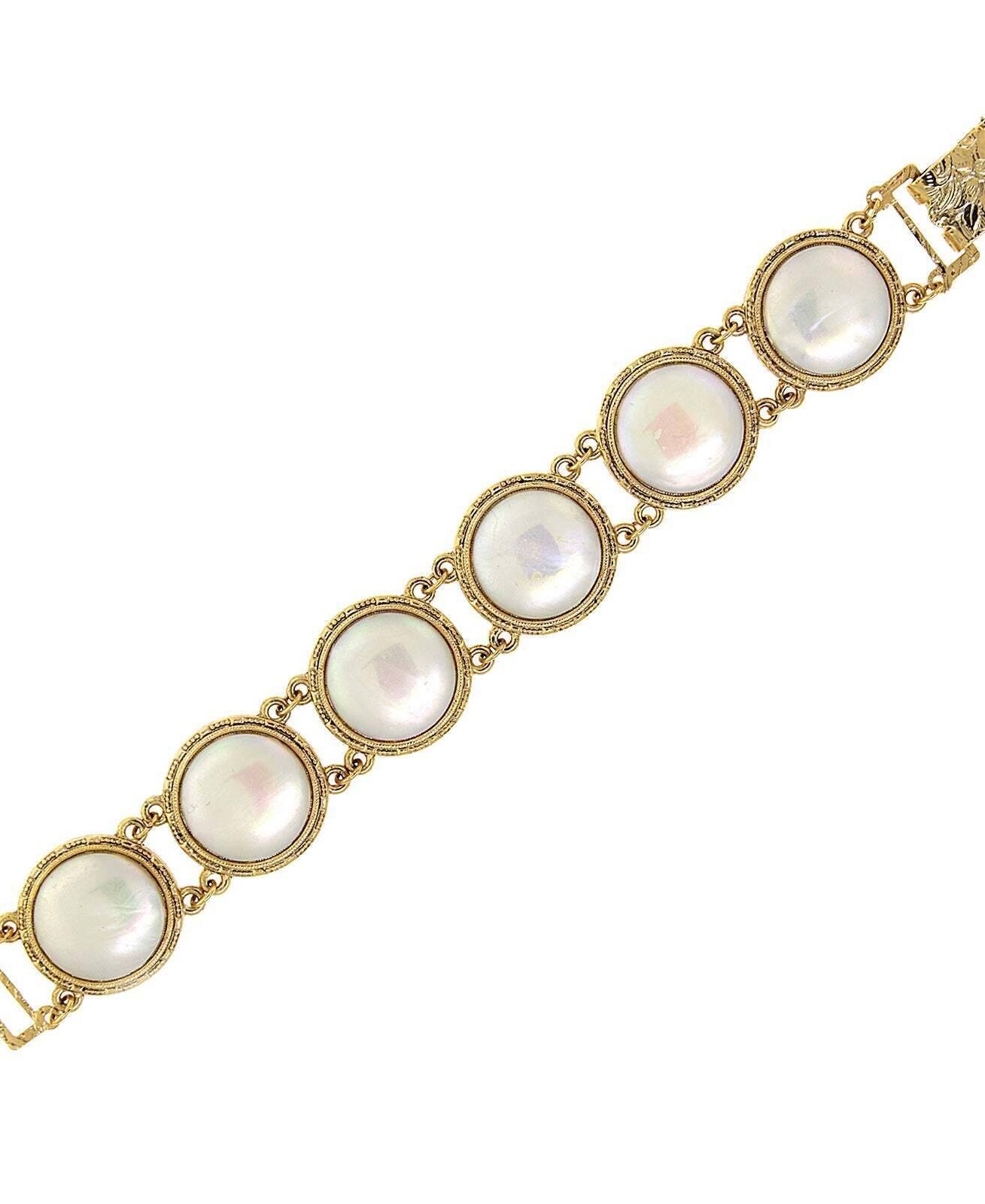 1928 Jewelry Round Multi Link Flower Stone Clasp Bracelet