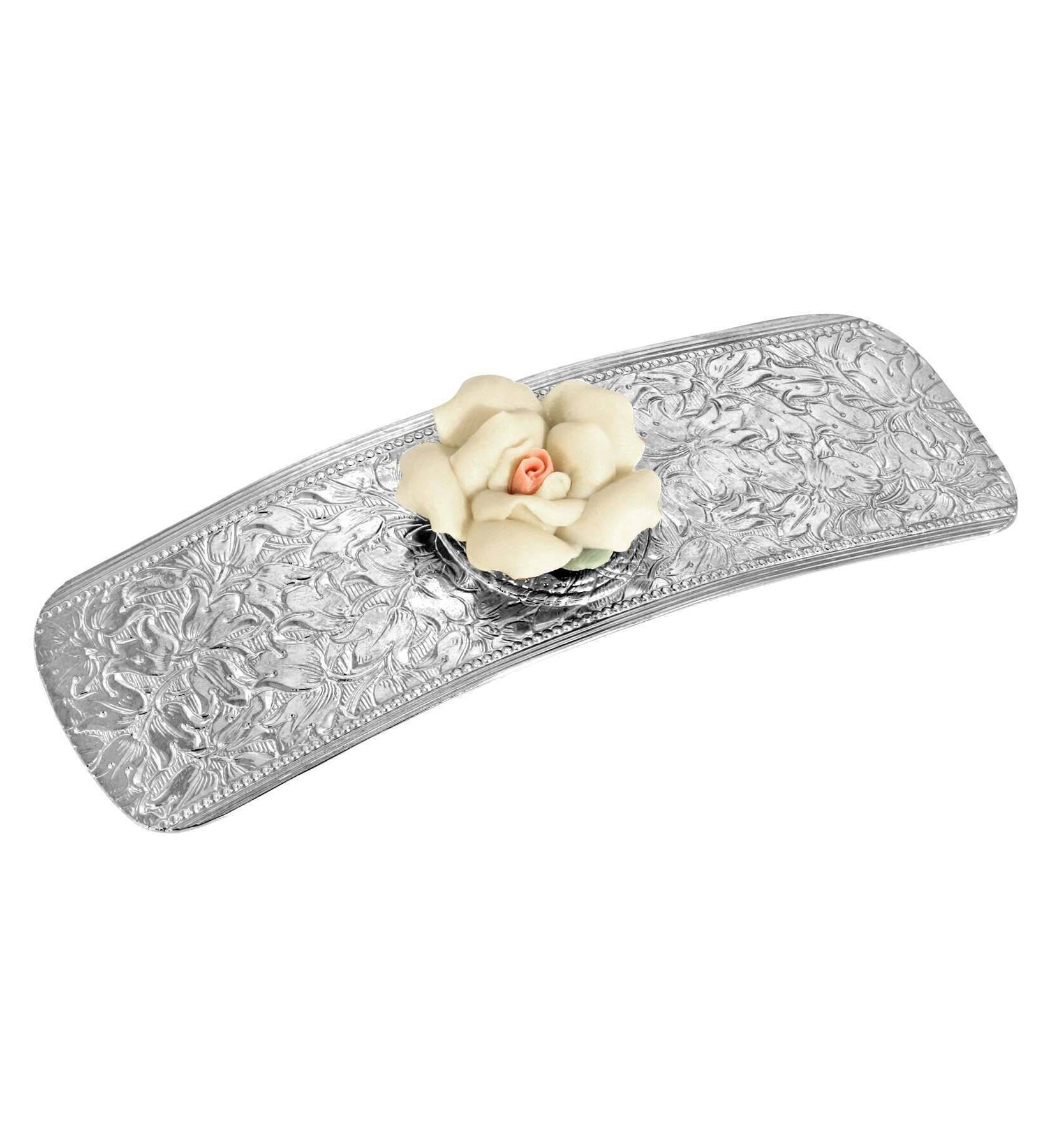 1928 Jewelry Ivory Porcelain Flower Hair Barrette