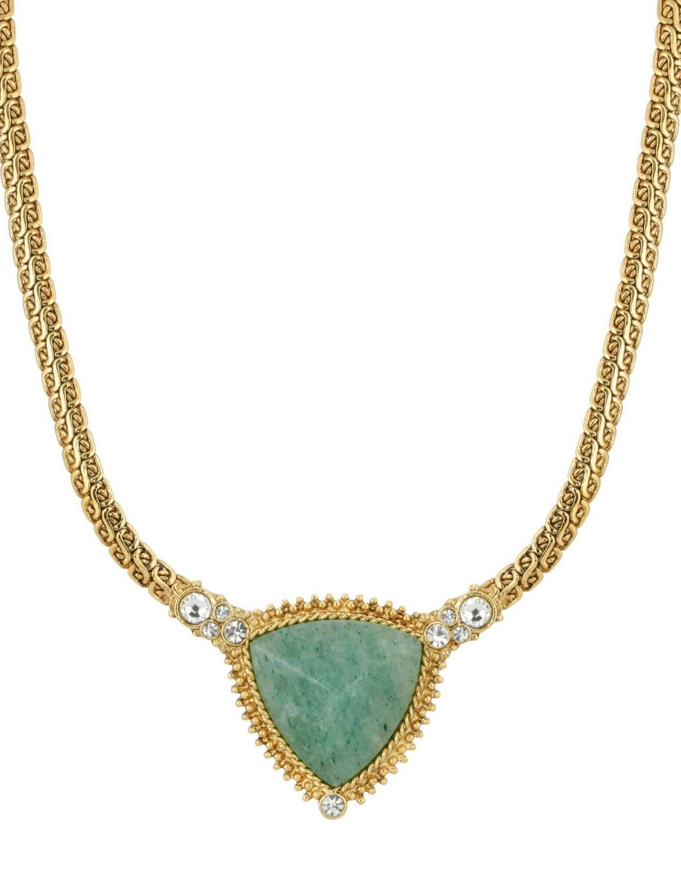 1928 Jewelry Trillion Gemstone Pendant Crystal Accent Necklace 16" + 3" Extender