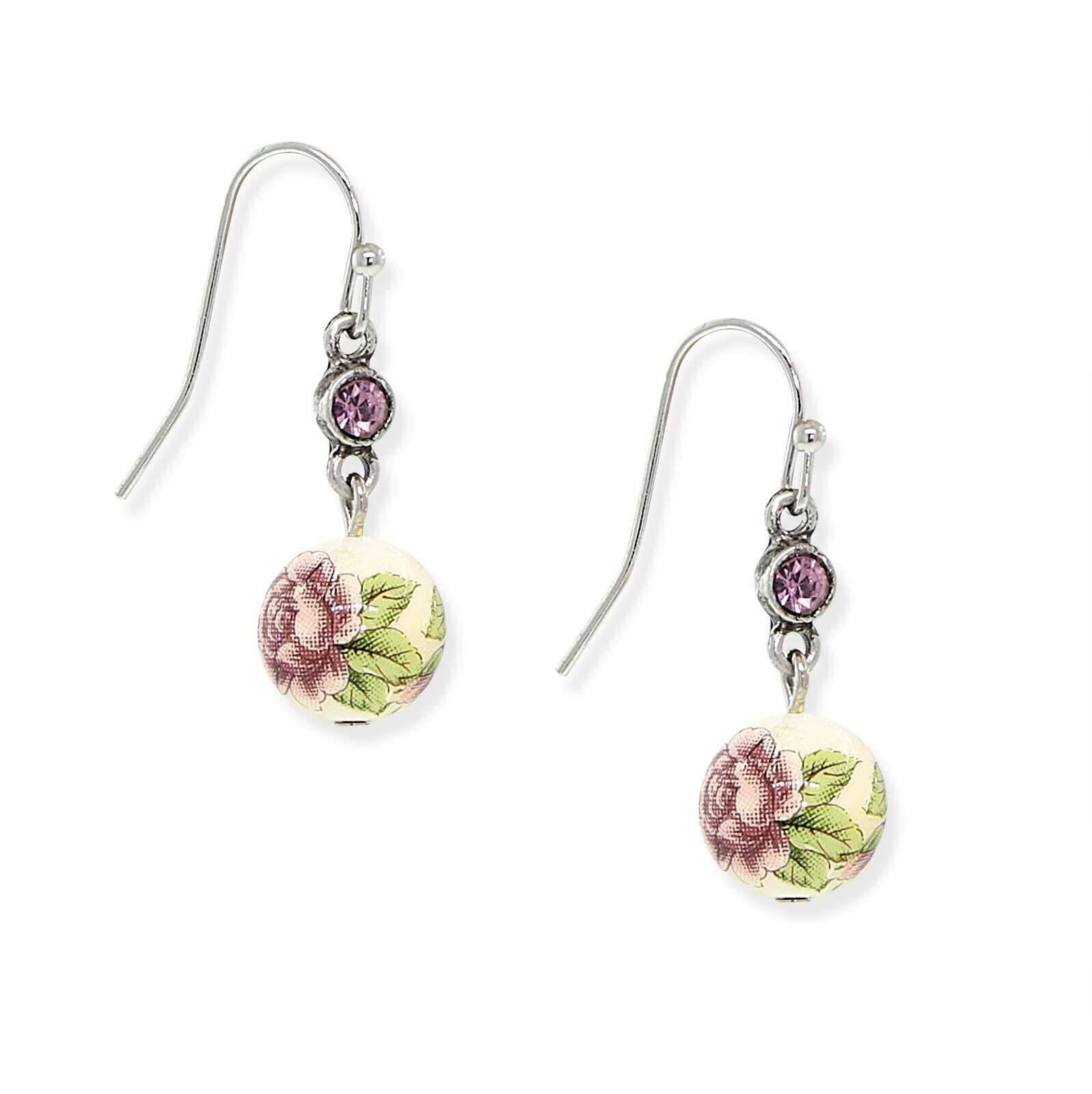 1928 Jewelry Purple Crystal Flower Drop Earrings