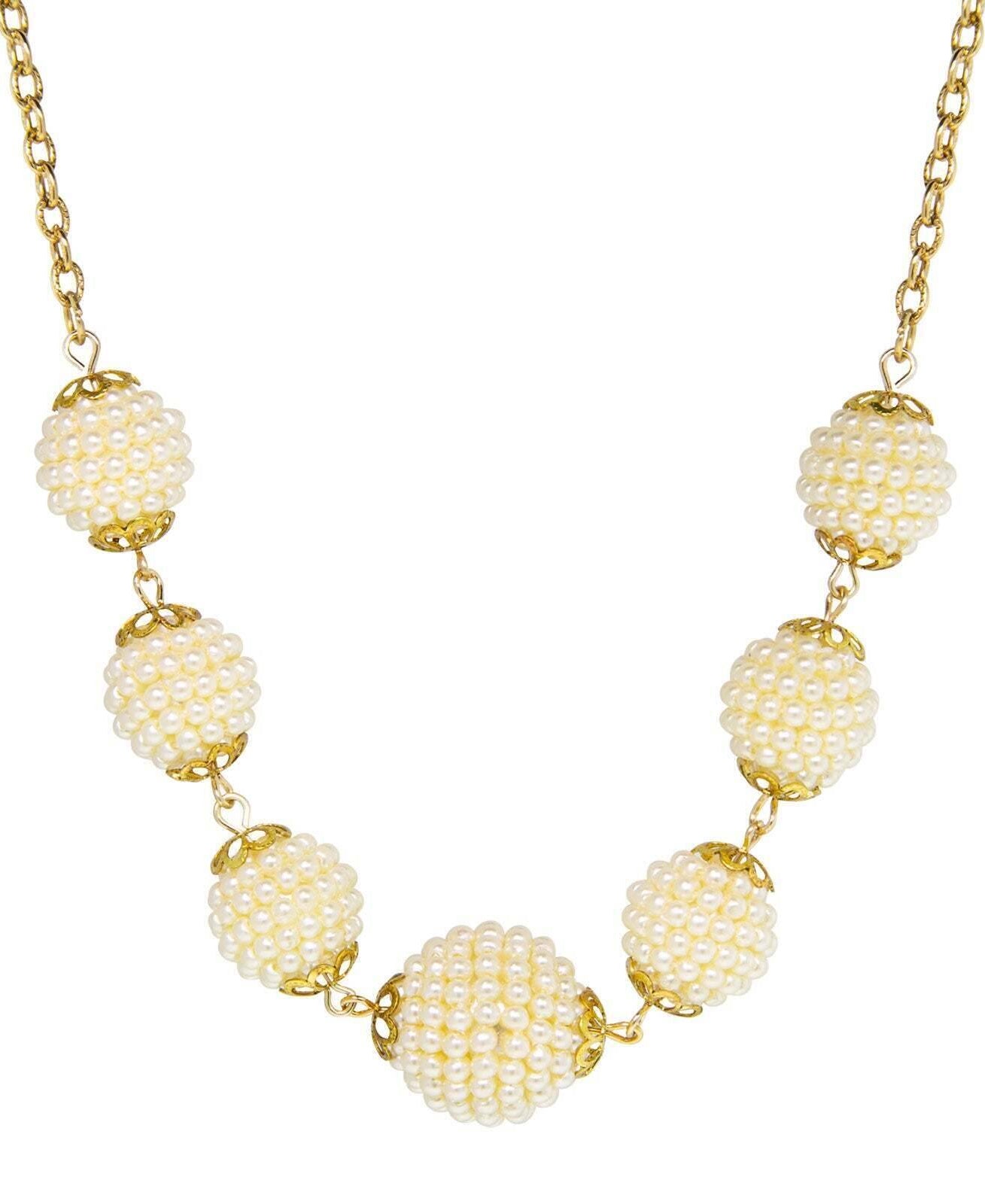 1928 Jewelry Multi Round Faux Seeded Ball Necklace 16" + 3" Extender