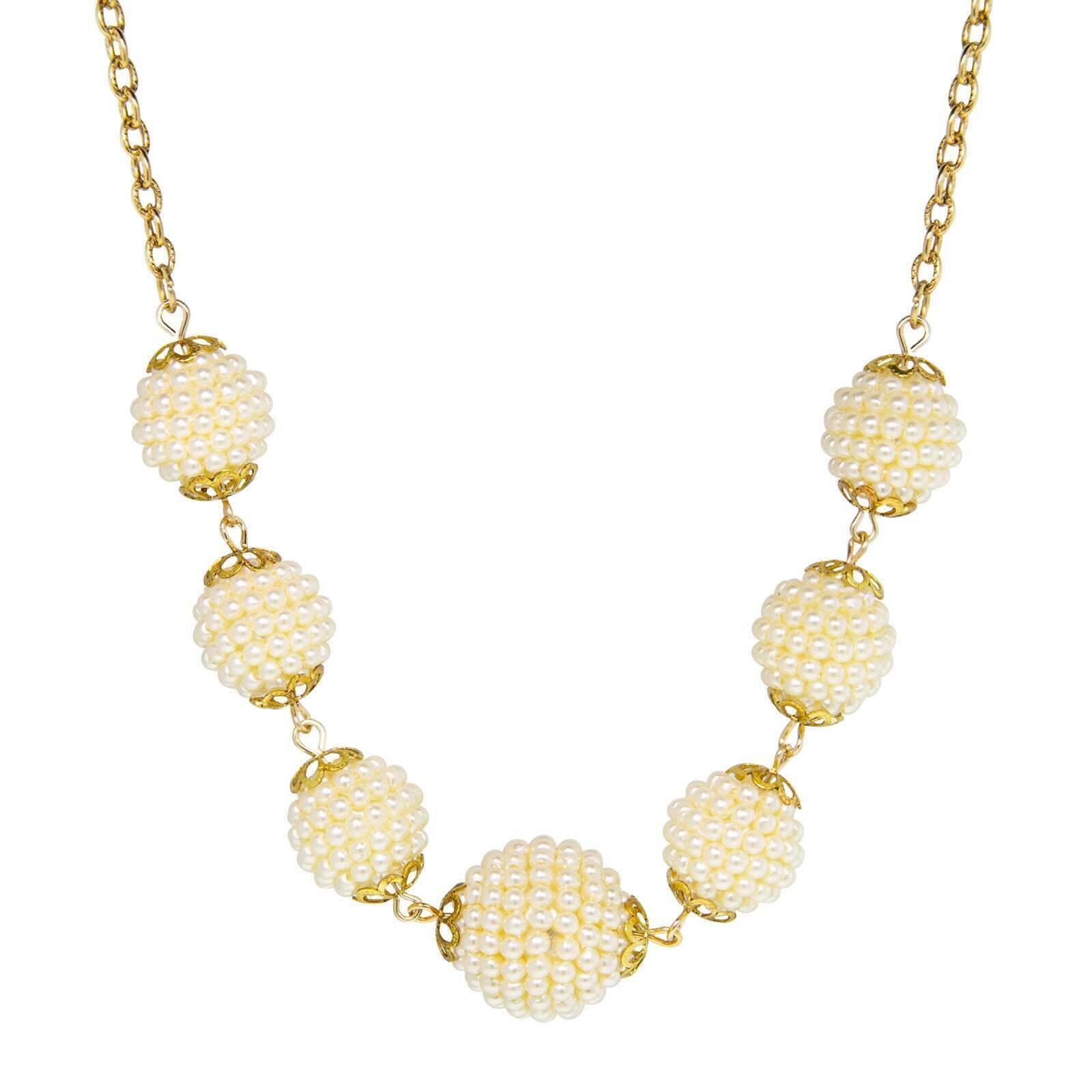 1928 Jewelry Multi Round Faux Seeded Ball Necklace 16" + 3" Extender