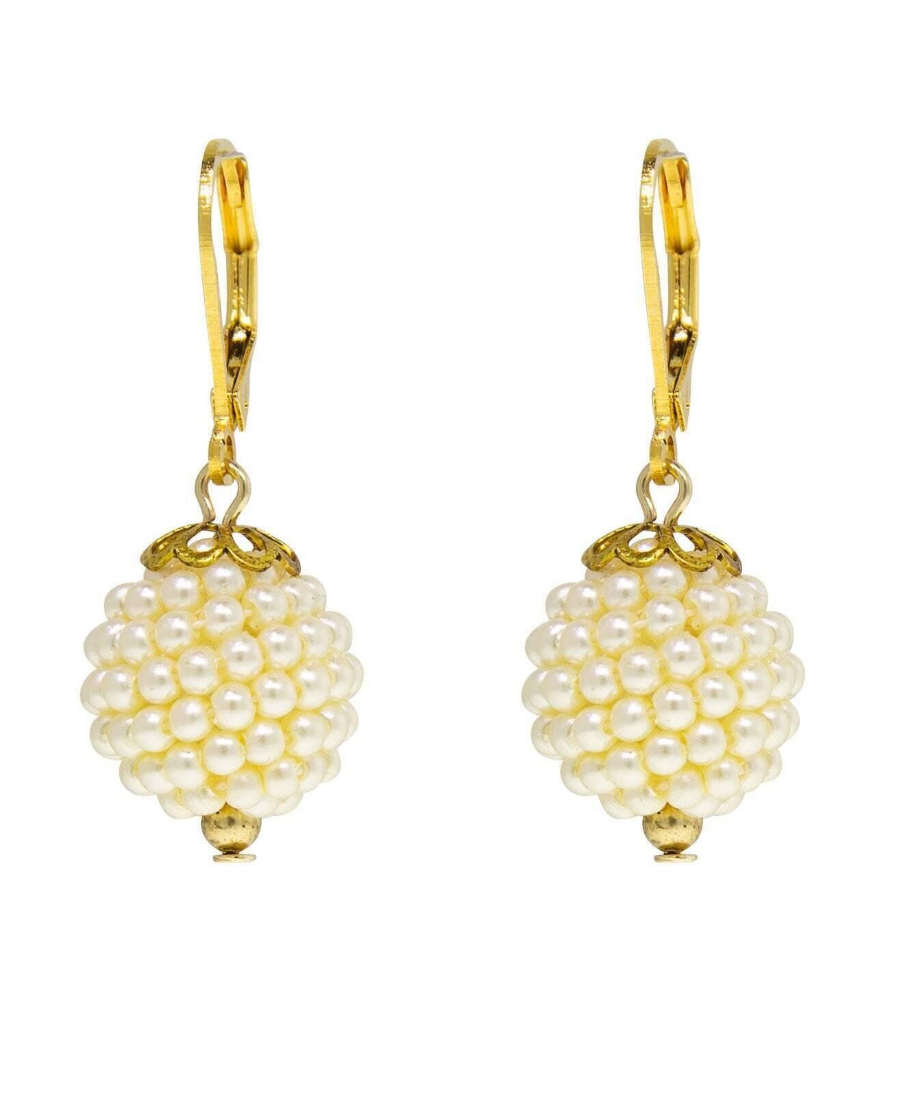 1928 Jewelry Single Seeded Faux Pearl Ball Drop Earrings