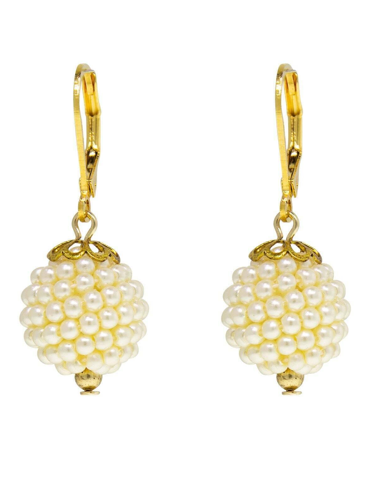1928 Jewelry Single Seeded Faux Pearl Ball Drop Earrings