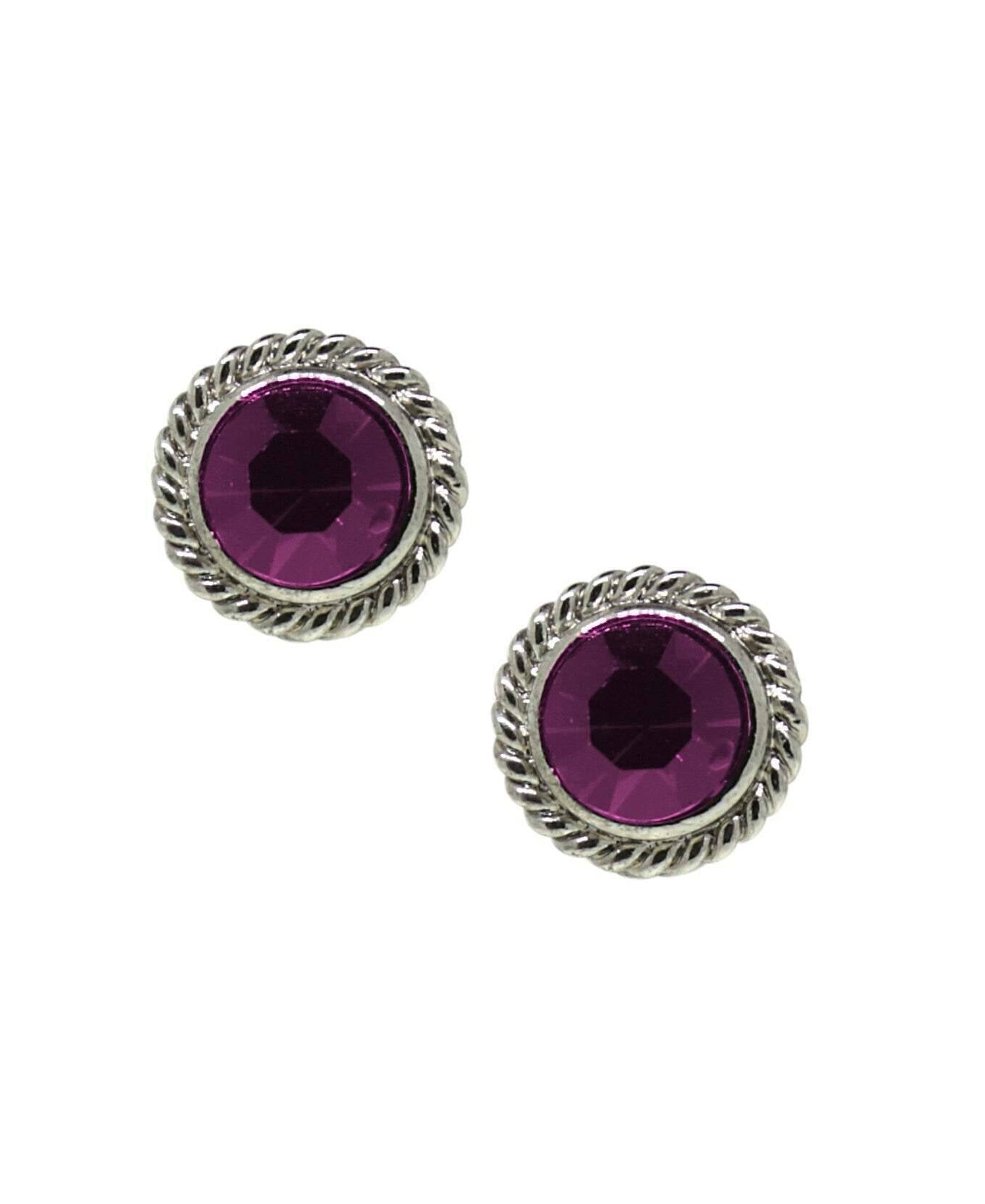 1928 Jewelry Purple Round Button Stud Earrings