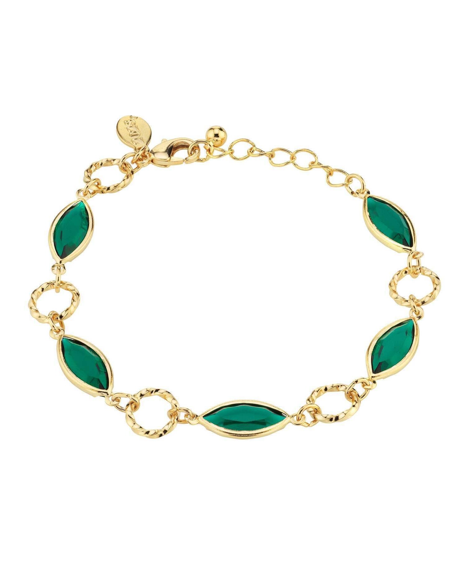 1928 Jewelry Emerald Green Navette Austrian Crystal Channel Link Bracelet