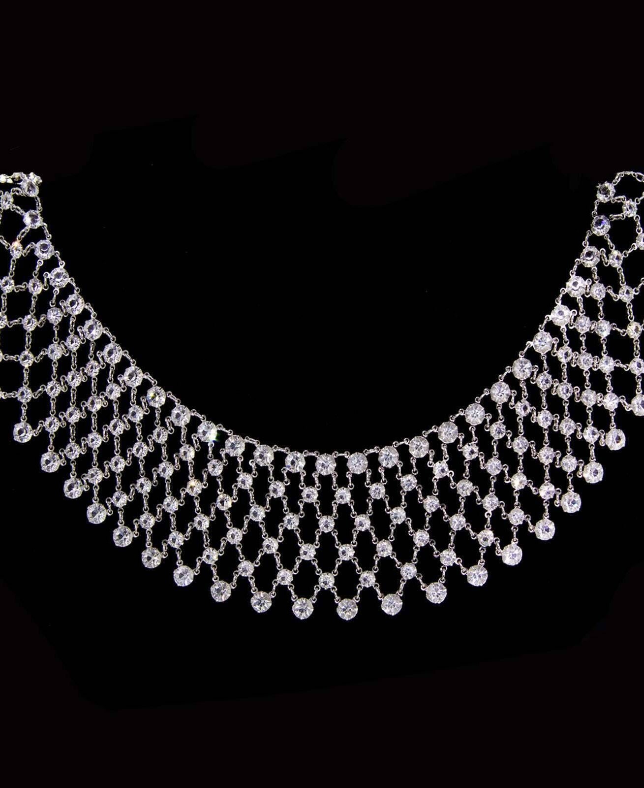 1928 Jewelry Round Vintage Austrian Crystal Bib Necklace 14"