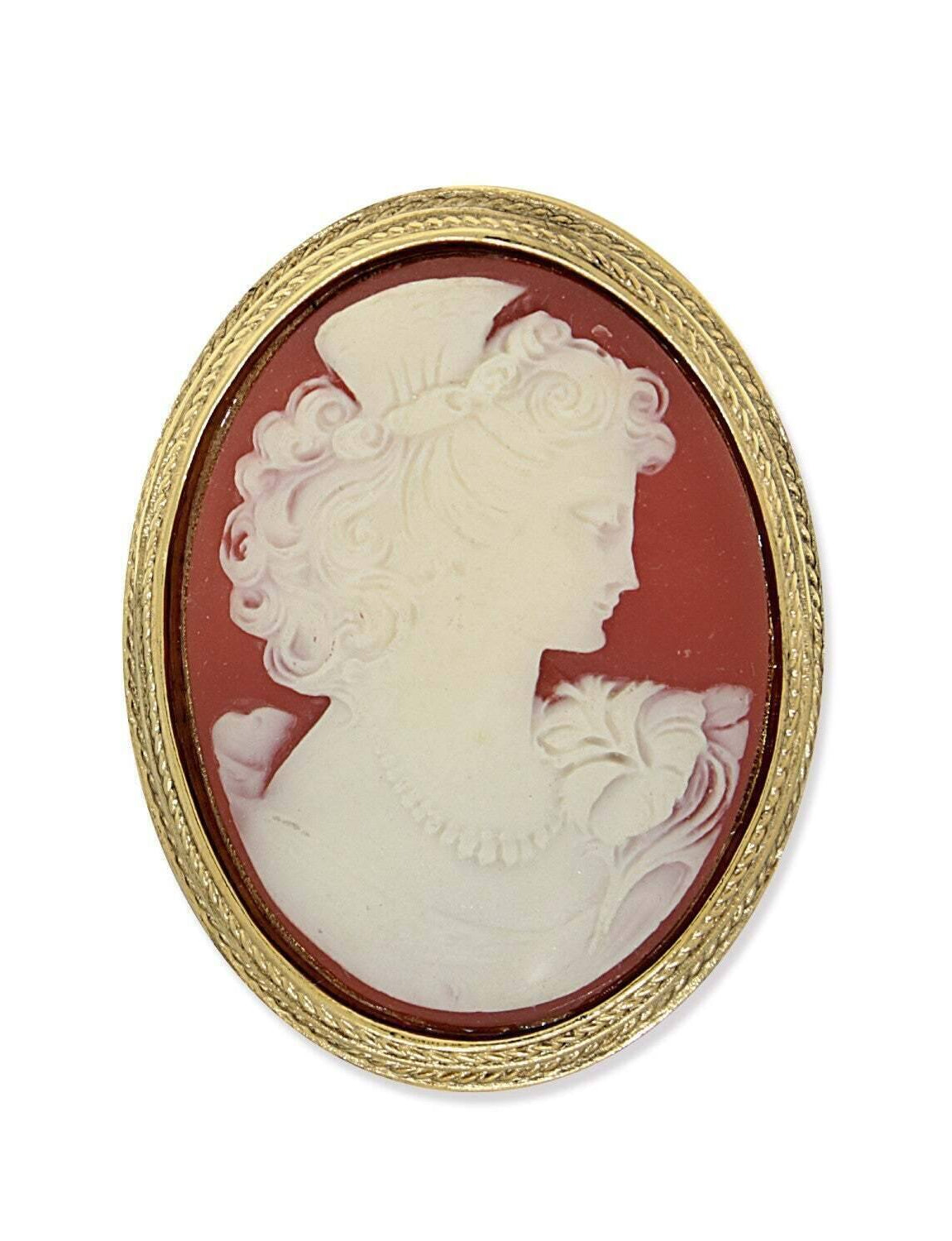 1928 Jewelry Classic Carnelian & Ivory Cameo Pin