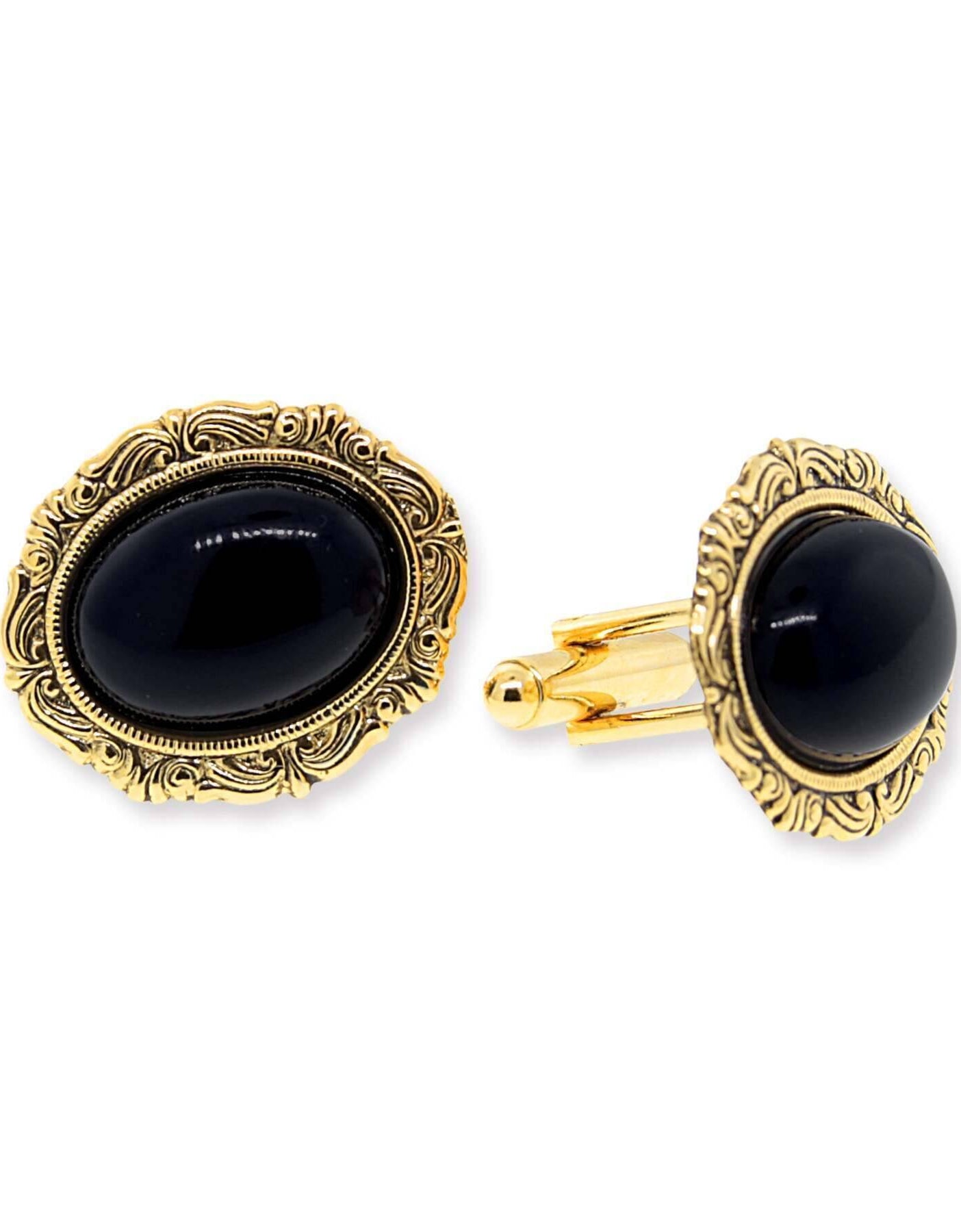 1928 Jewelry Black Oval Cufflinks