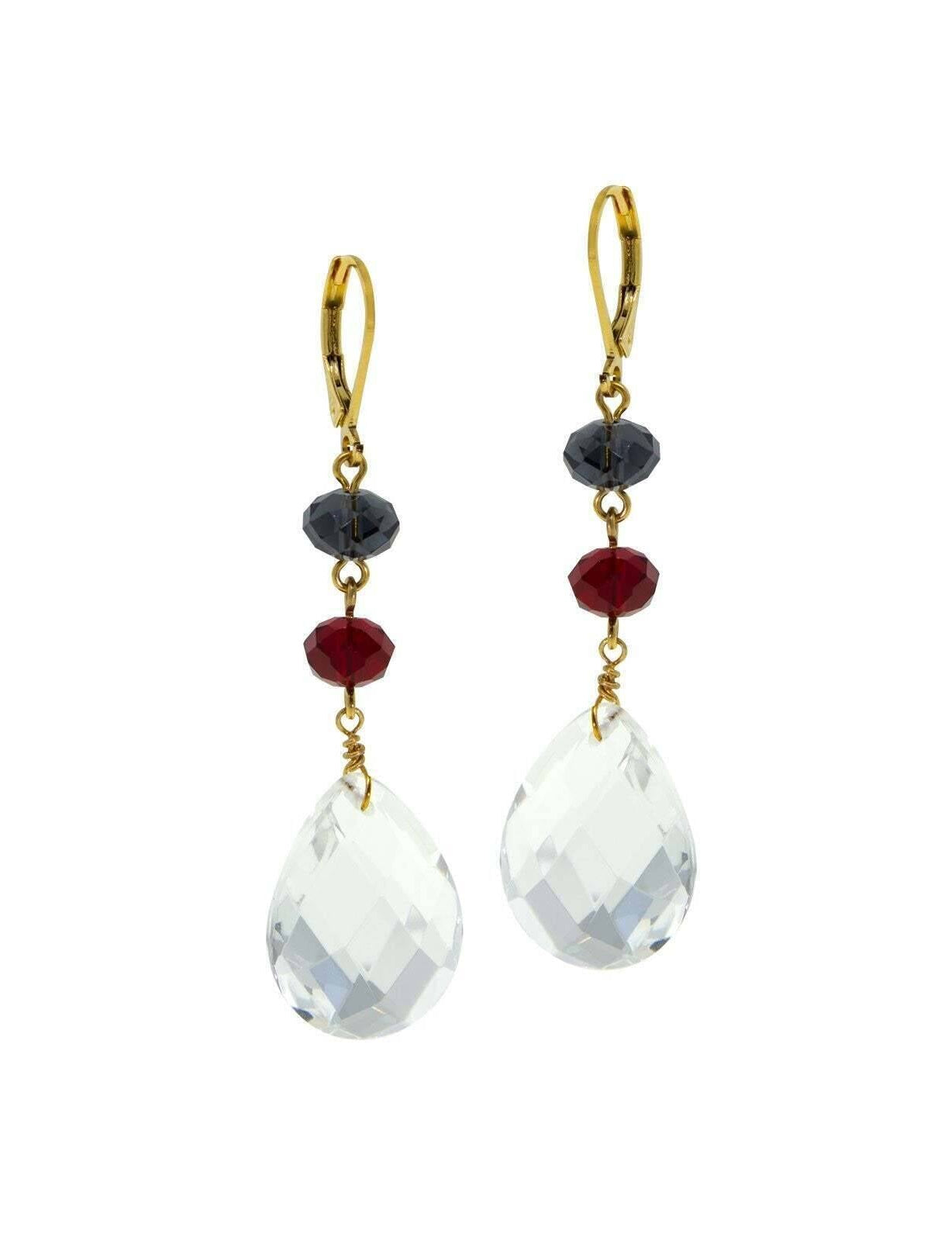 1928 Jewelry Patriotic Briolette Crystal Linear Drop Earrings