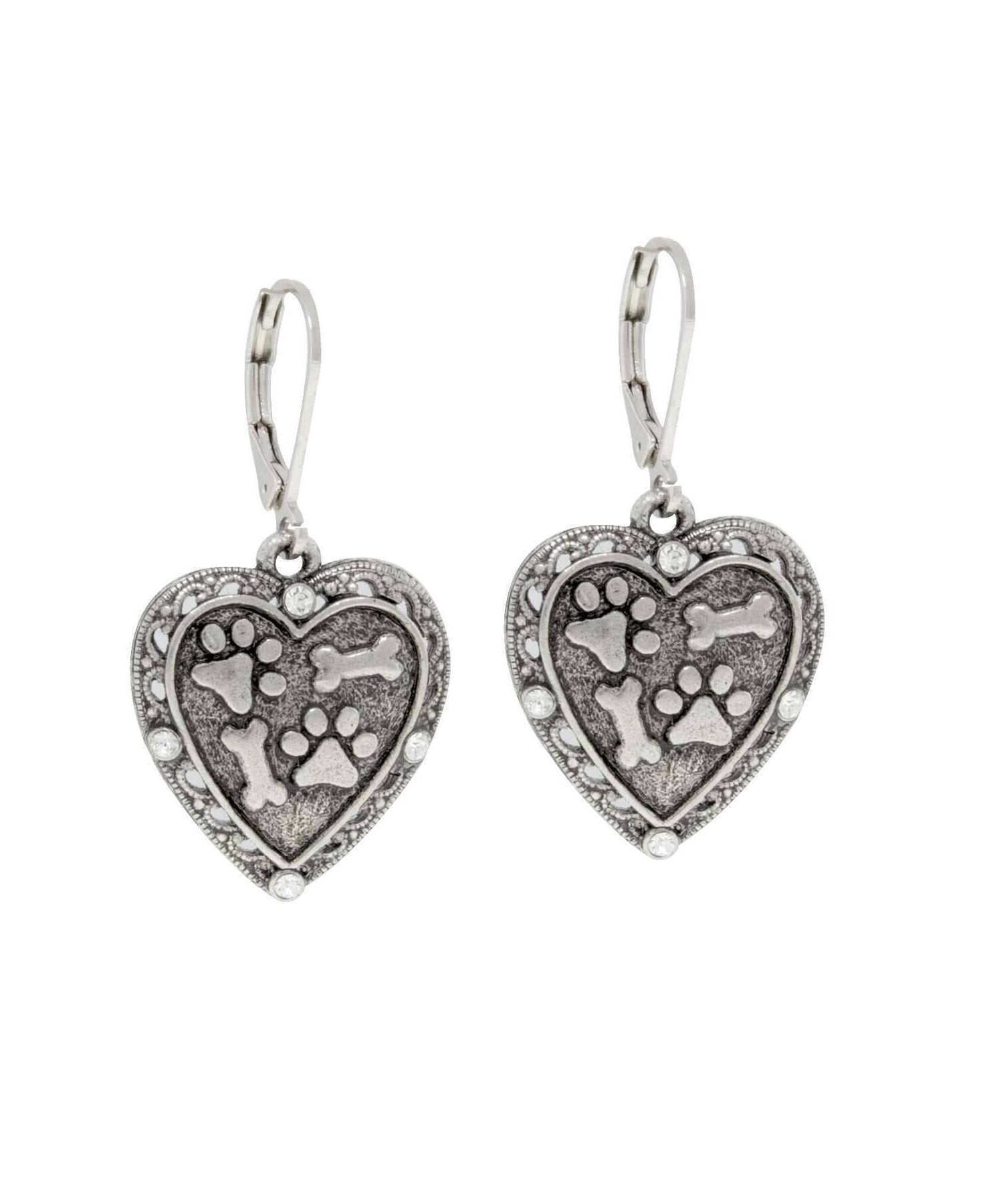 1928 Jewelry Heart Paws And Bones Drop Earrings