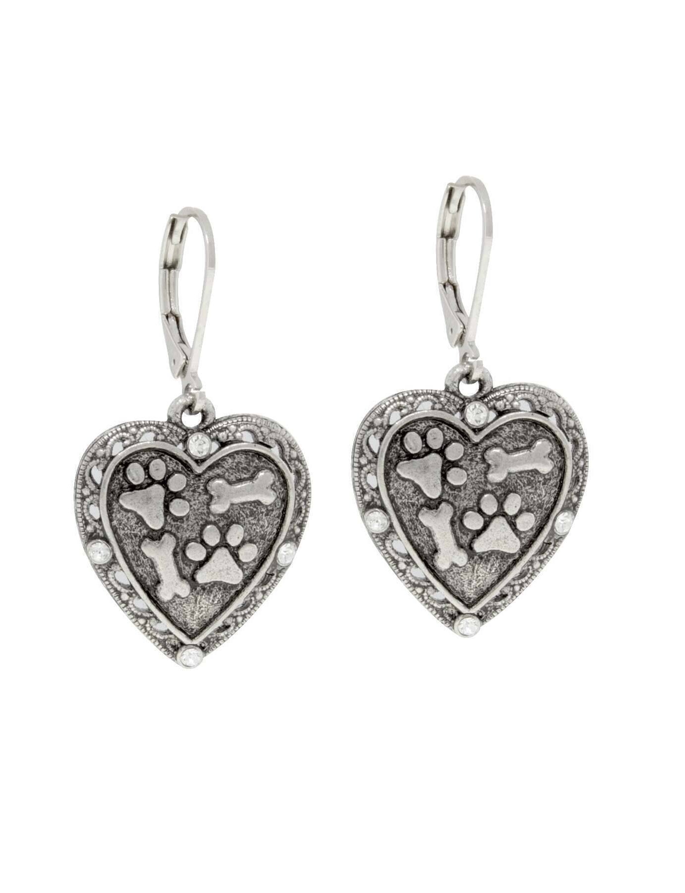 1928 Jewelry Heart Paws And Bones Drop Earrings