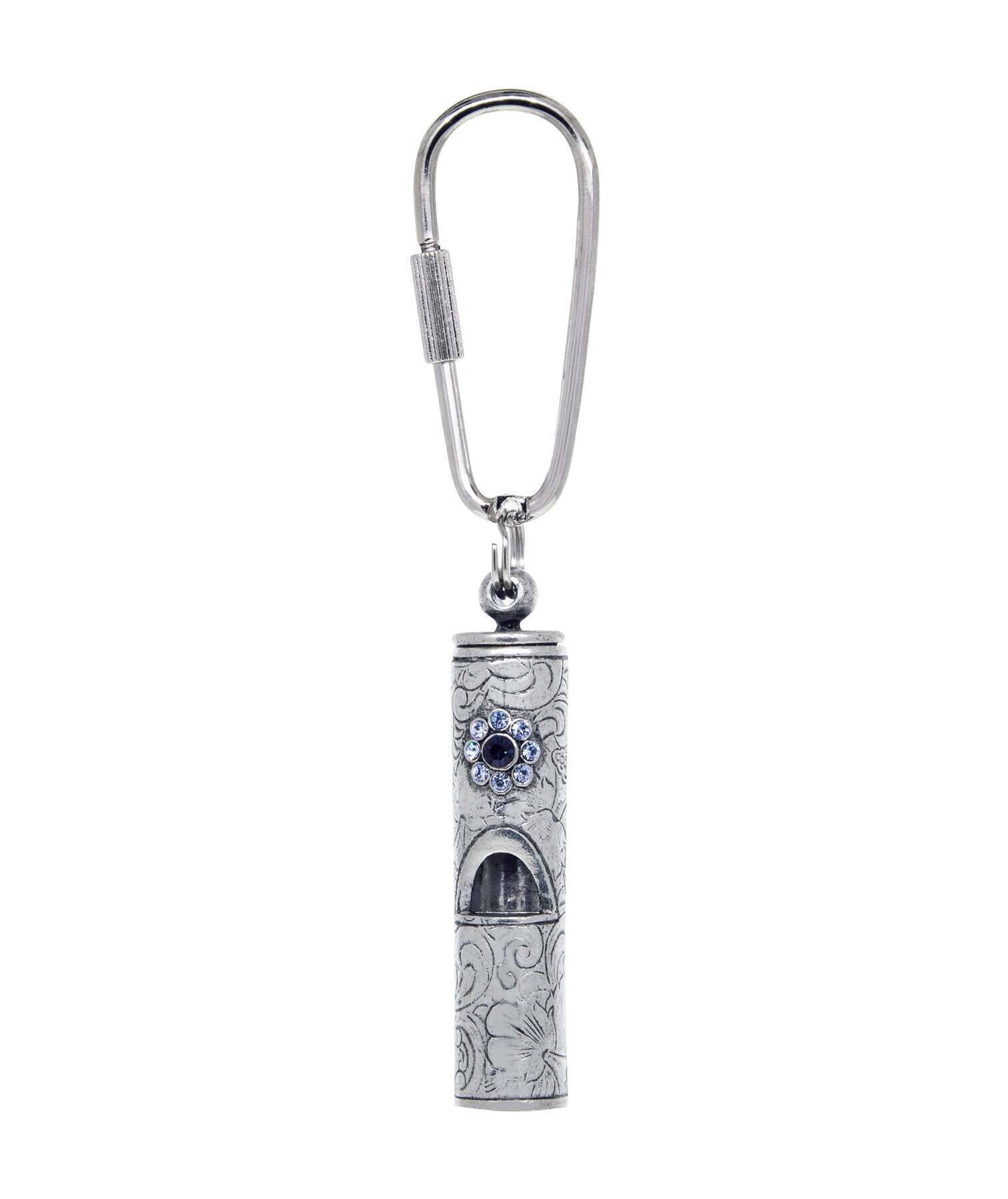 1928 Jewelry Blue Crystal Flower Whistle Carabiner Key Chain