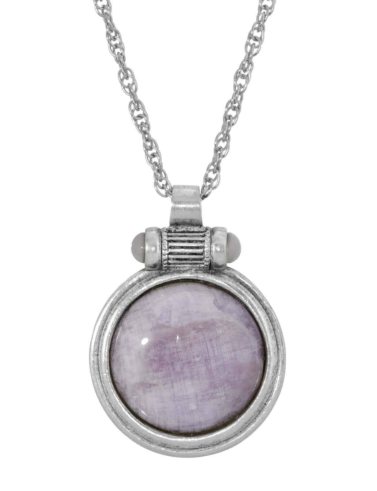 1928 Jewelry Cabochon Round Gemstone Pendant Necklace 28"
