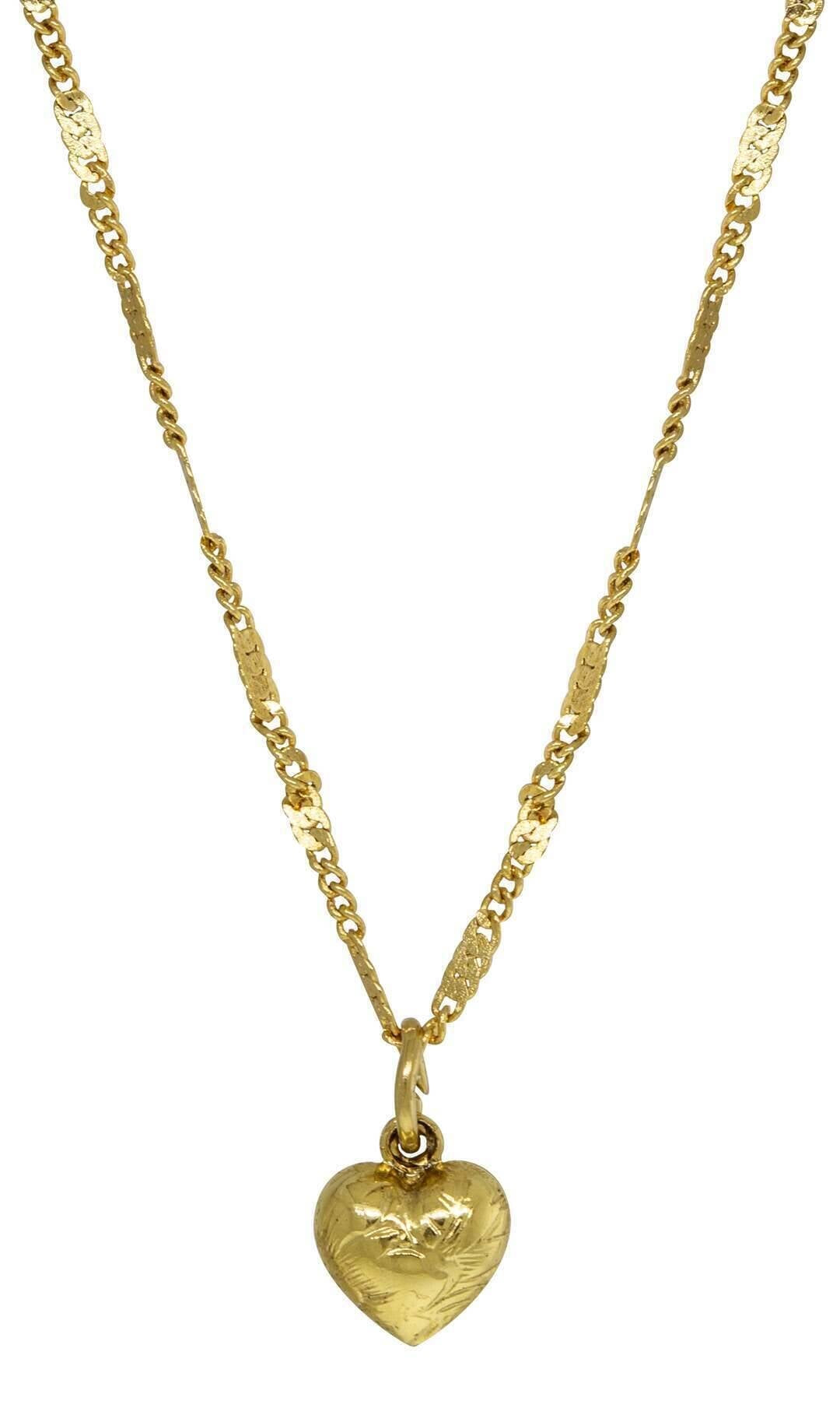 1928 Jewelry Small Puffed Floral Heart Pendant Necklace 15"