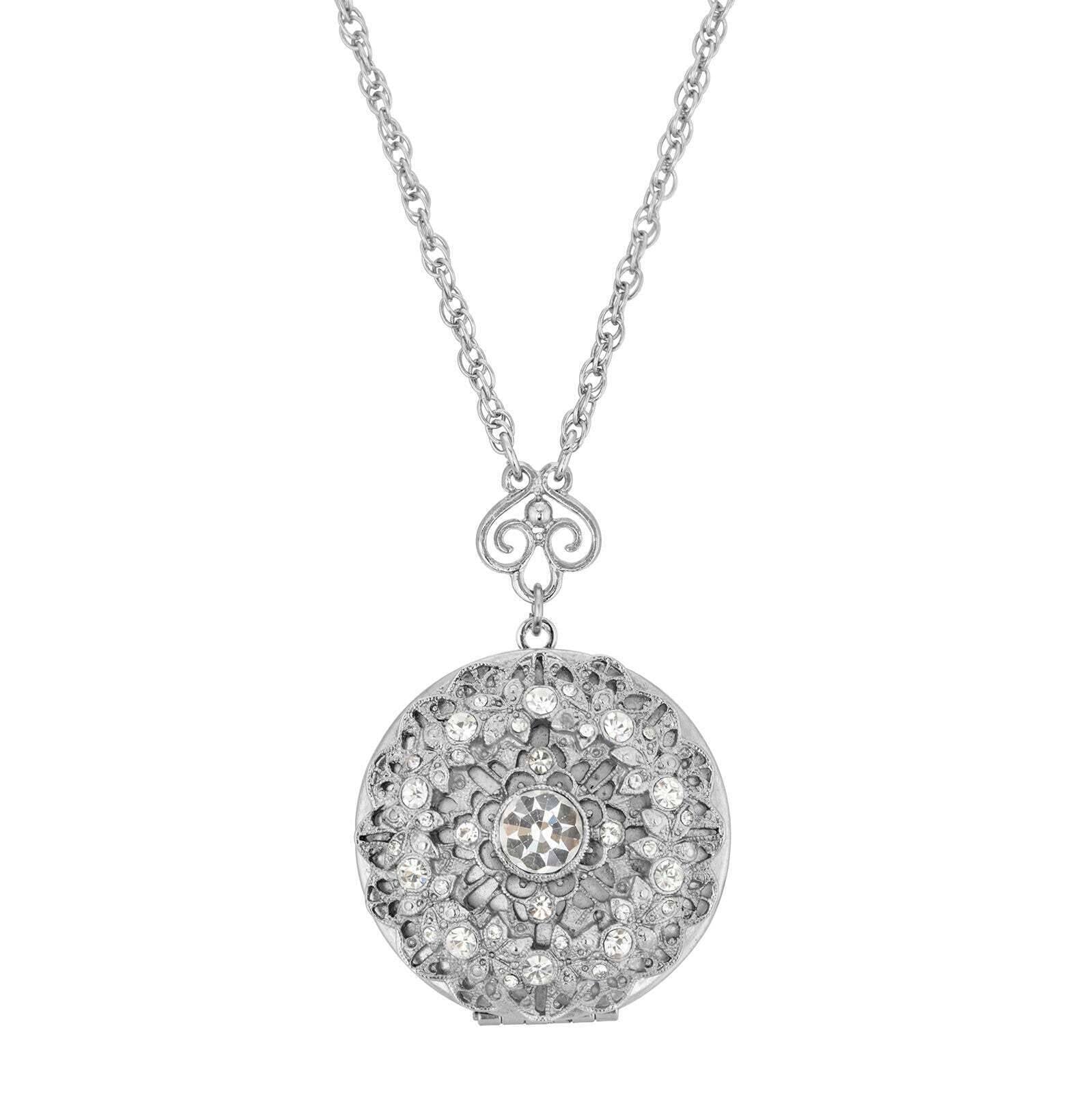 1928 Jewelry Sol Crystal Round Locket Necklace 30"
