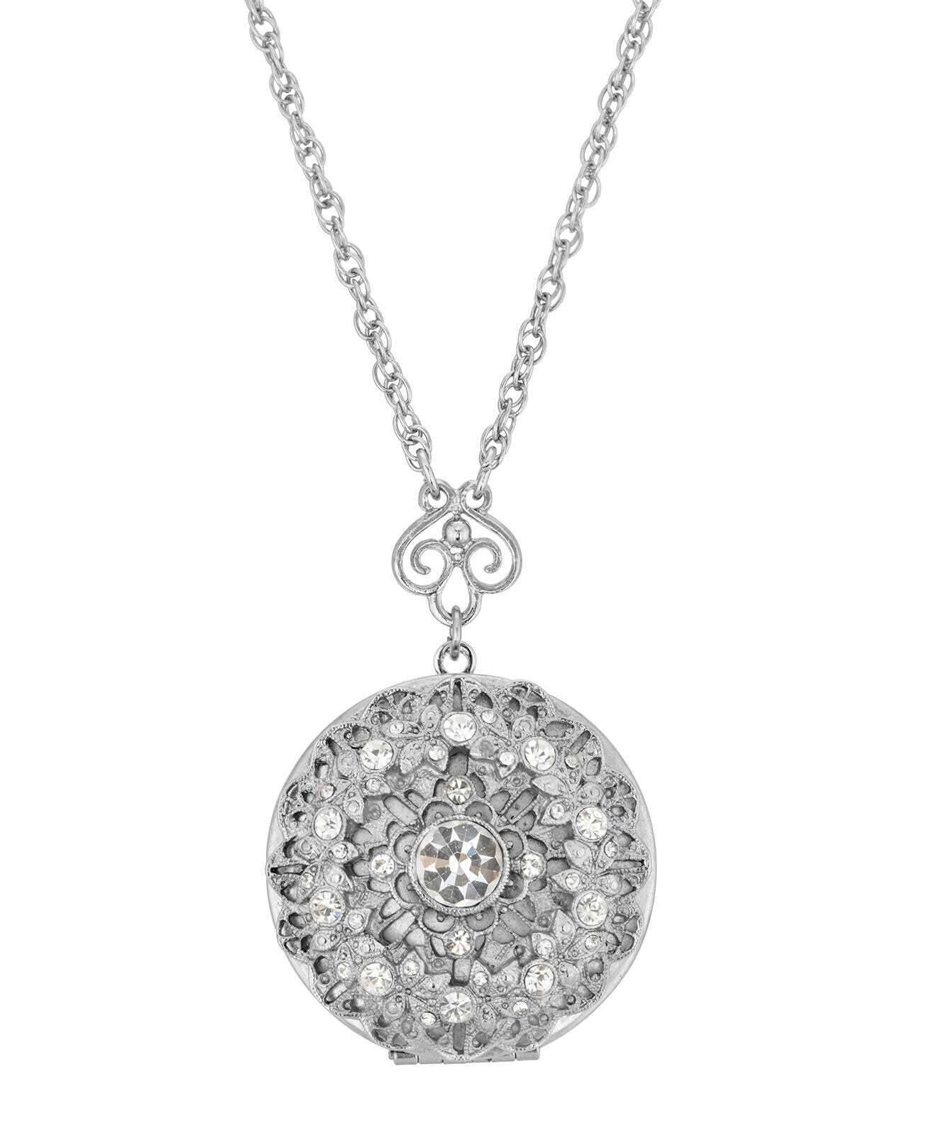 1928 Jewelry Sol Crystal Round Locket Necklace 30"