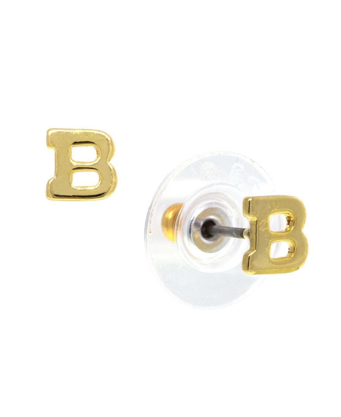 1928 Jewelry Gold Initial Button Earrings