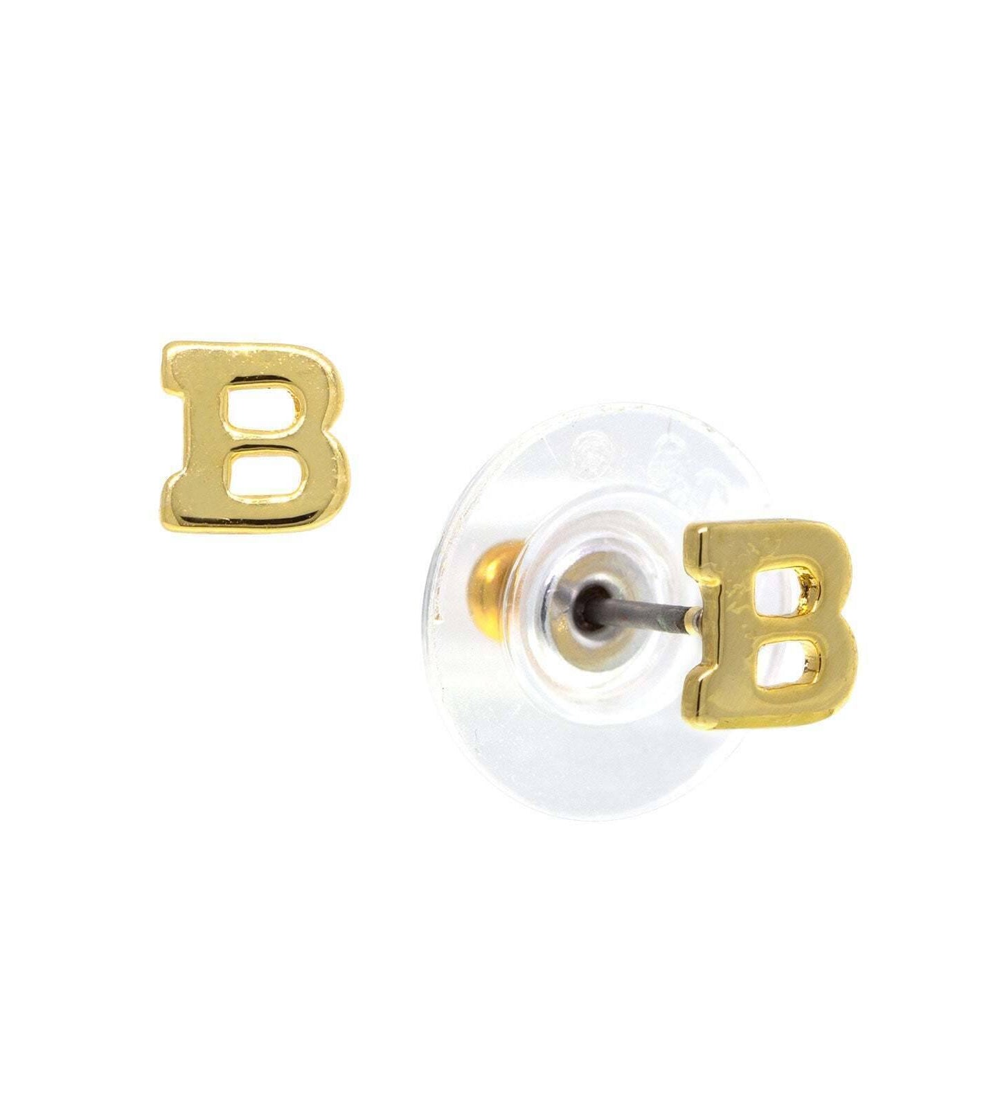 1928 Jewelry Gold Initial Button Earrings