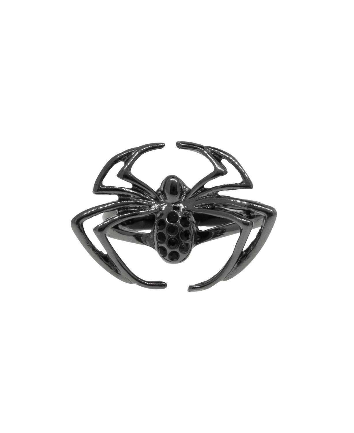 1928 Jewelry Black Spider Hematite Stone Ring Size 8