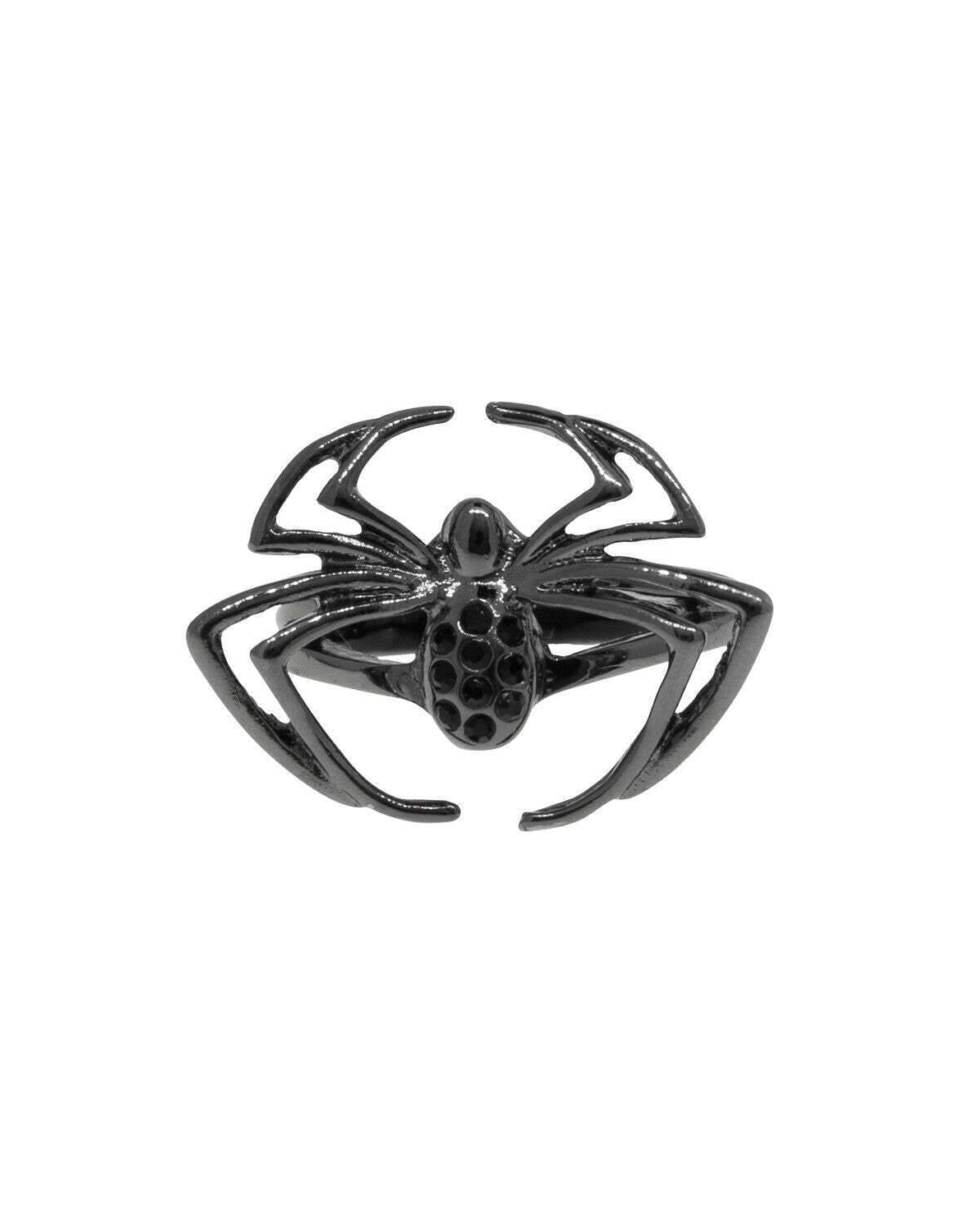 1928 Jewelry Black Spider Hematite Stone Ring Size 8