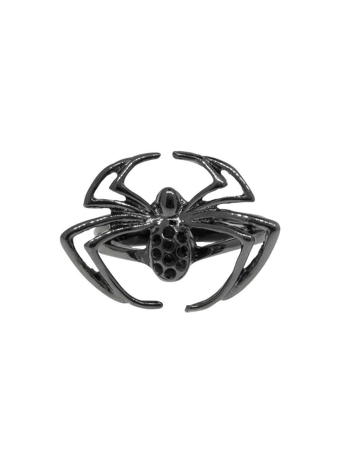 1928 Jewelry Black Spider Hematite Stone Ring Size 8