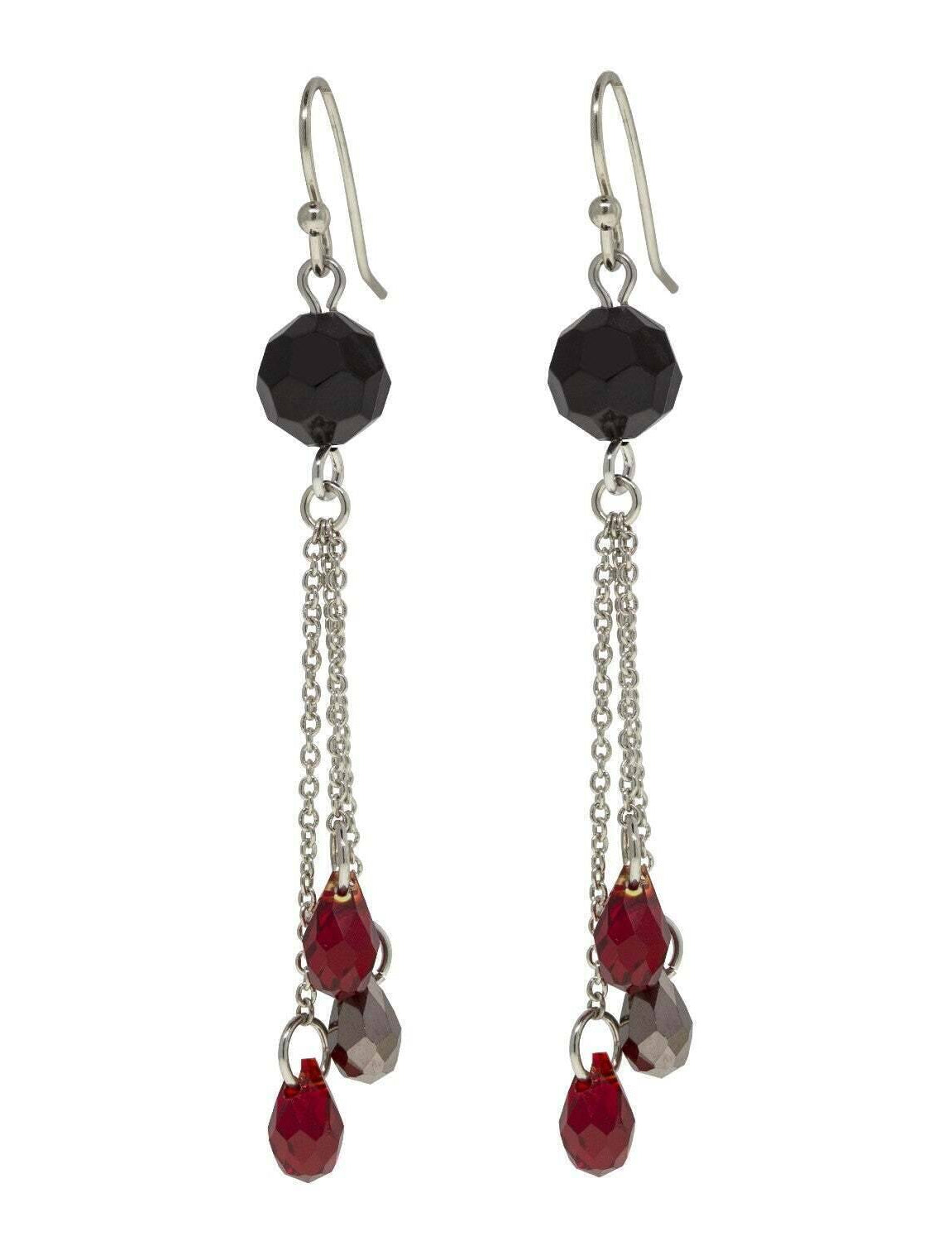 1928 Jewelry Multi Red Drop Chain Beaded Earrings