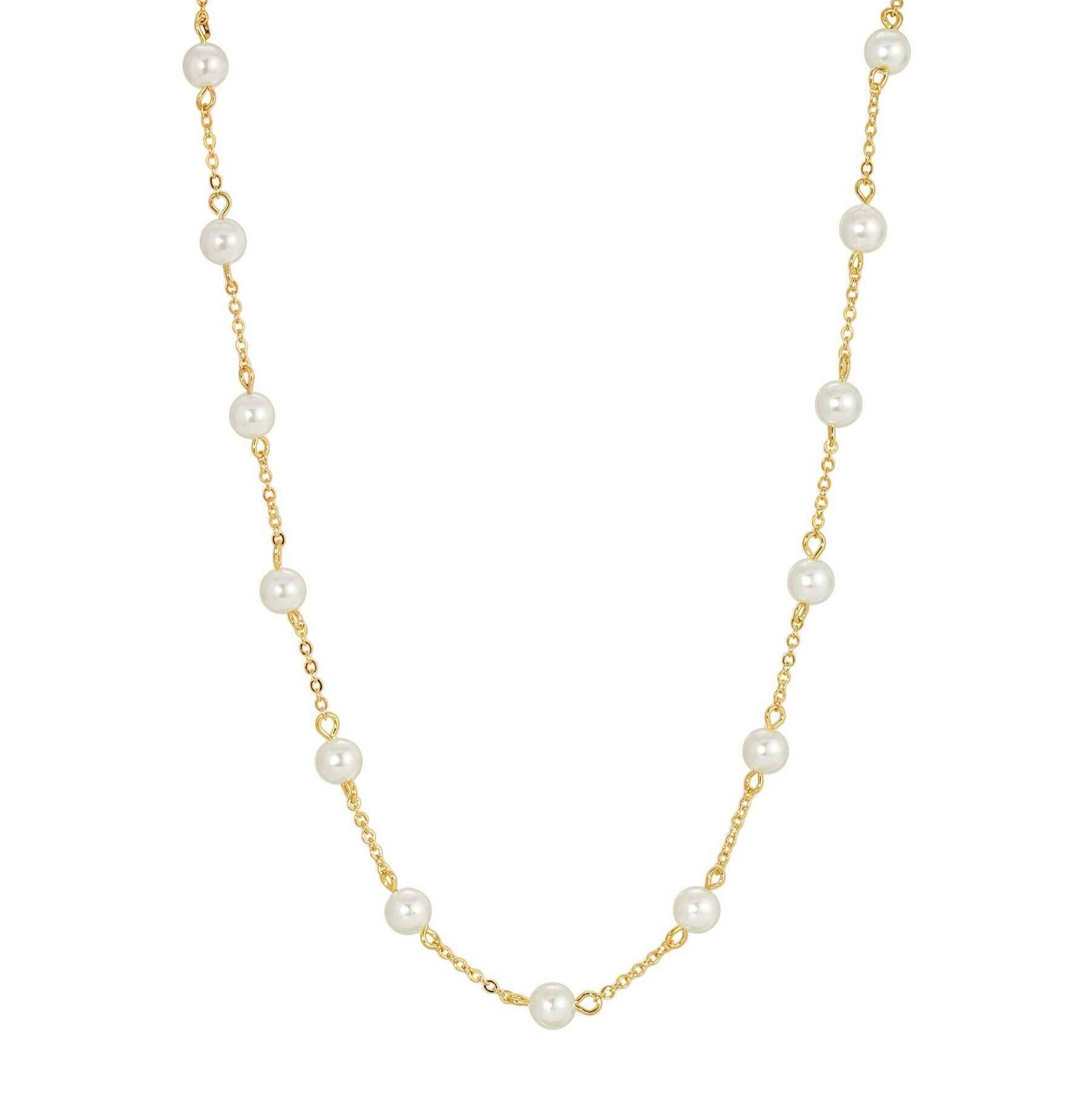 1928 Jewelry Faux Pearl Cable Chain Necklace 16" + 3" Extender