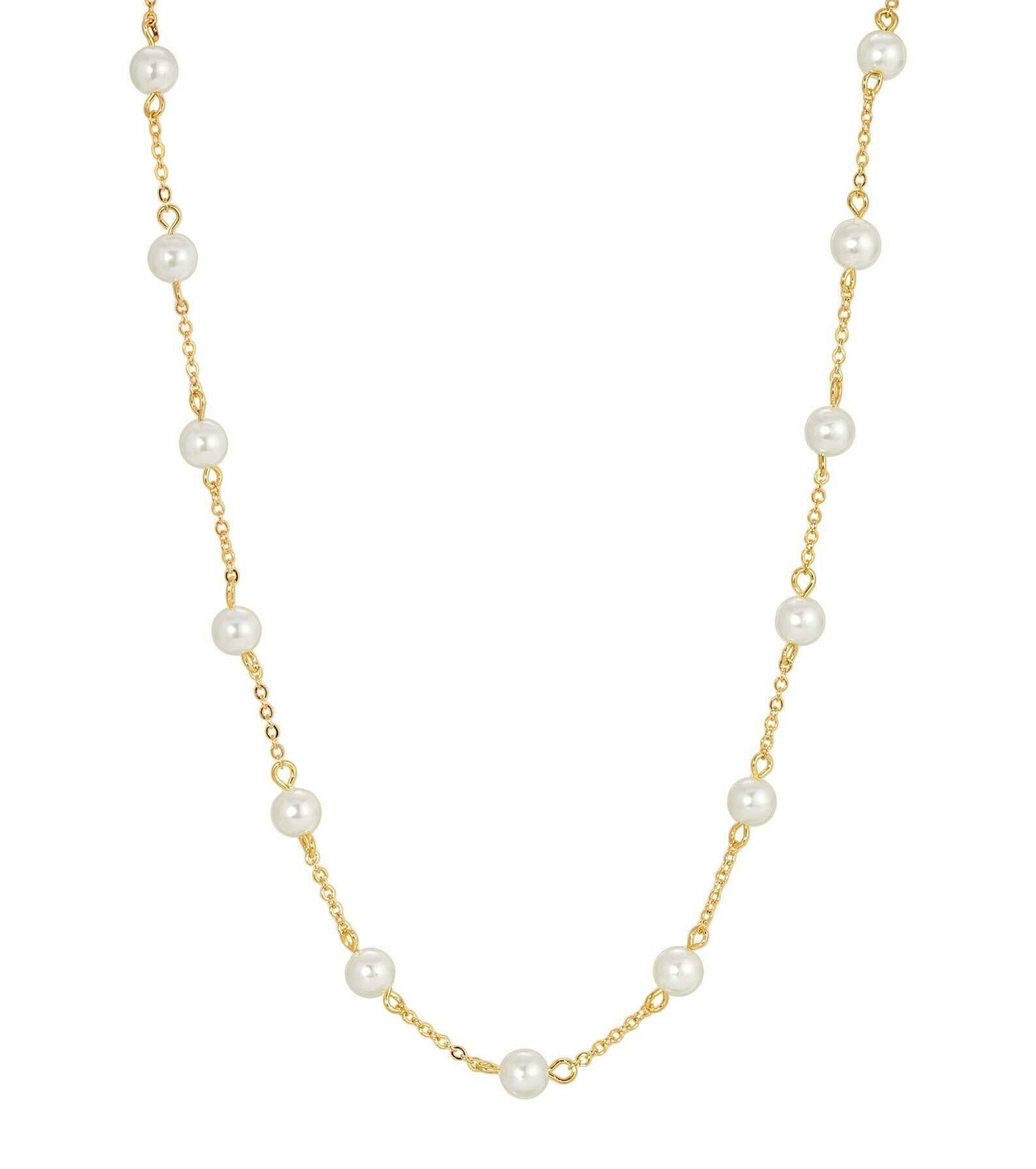 1928 Jewelry Faux Pearl Cable Chain Necklace 16" + 3" Extender