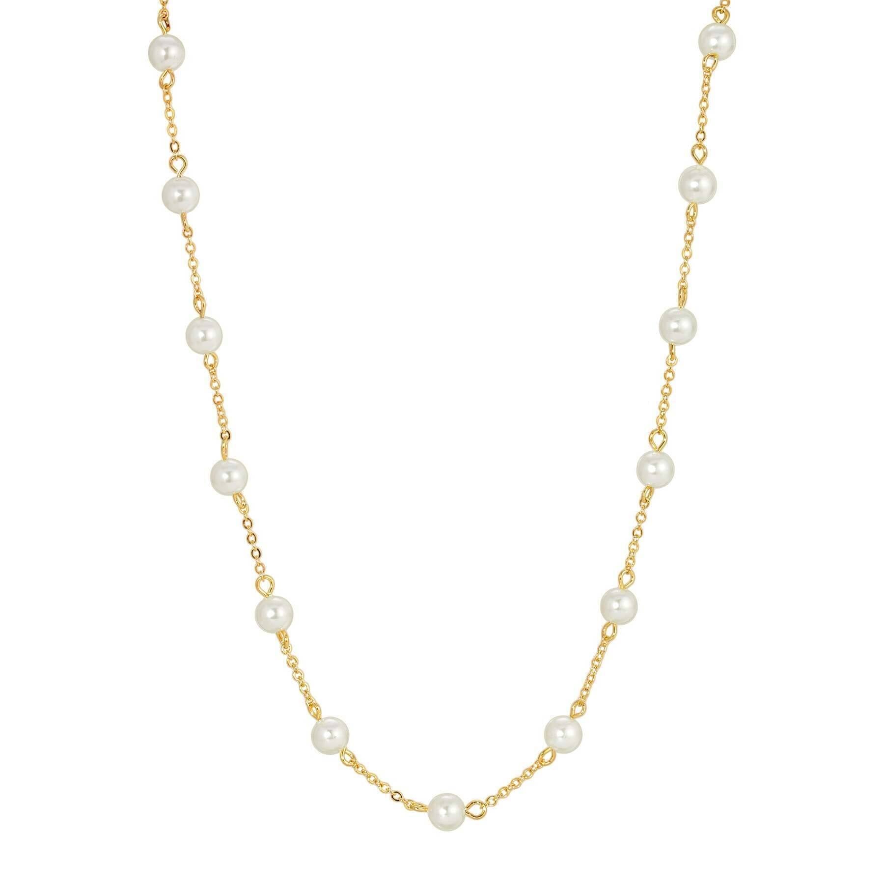 1928 Jewelry Faux Pearl Cable Chain Necklace 16" + 3" Extender