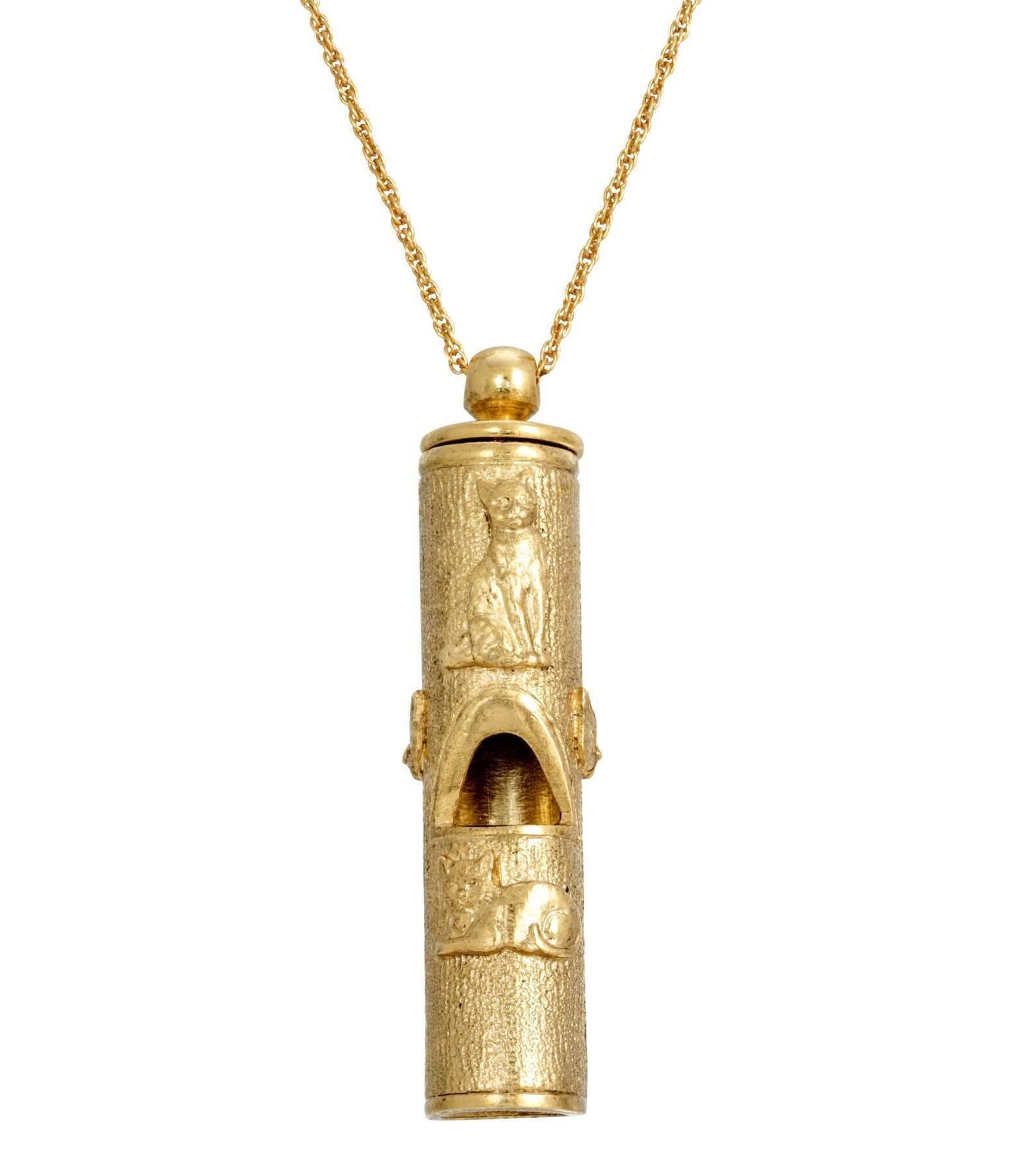 1928 Jewelry Cat Pendant Necklace Whistle 30"