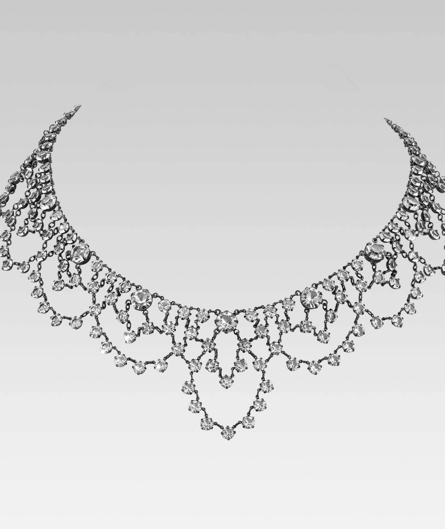 1928 Jewelry Austrian Crystal Draped Scalloped Necklace 16"