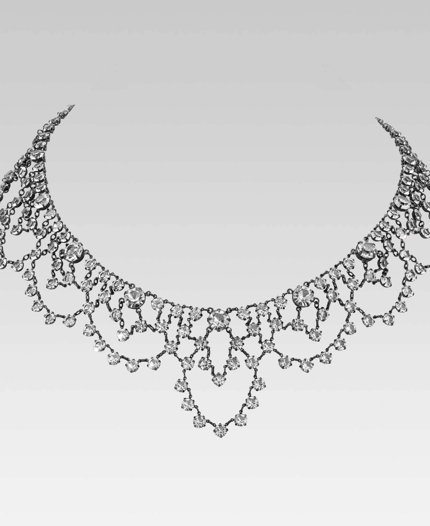 1928 Jewelry Austrian Crystal Draped Scalloped Necklace 16"