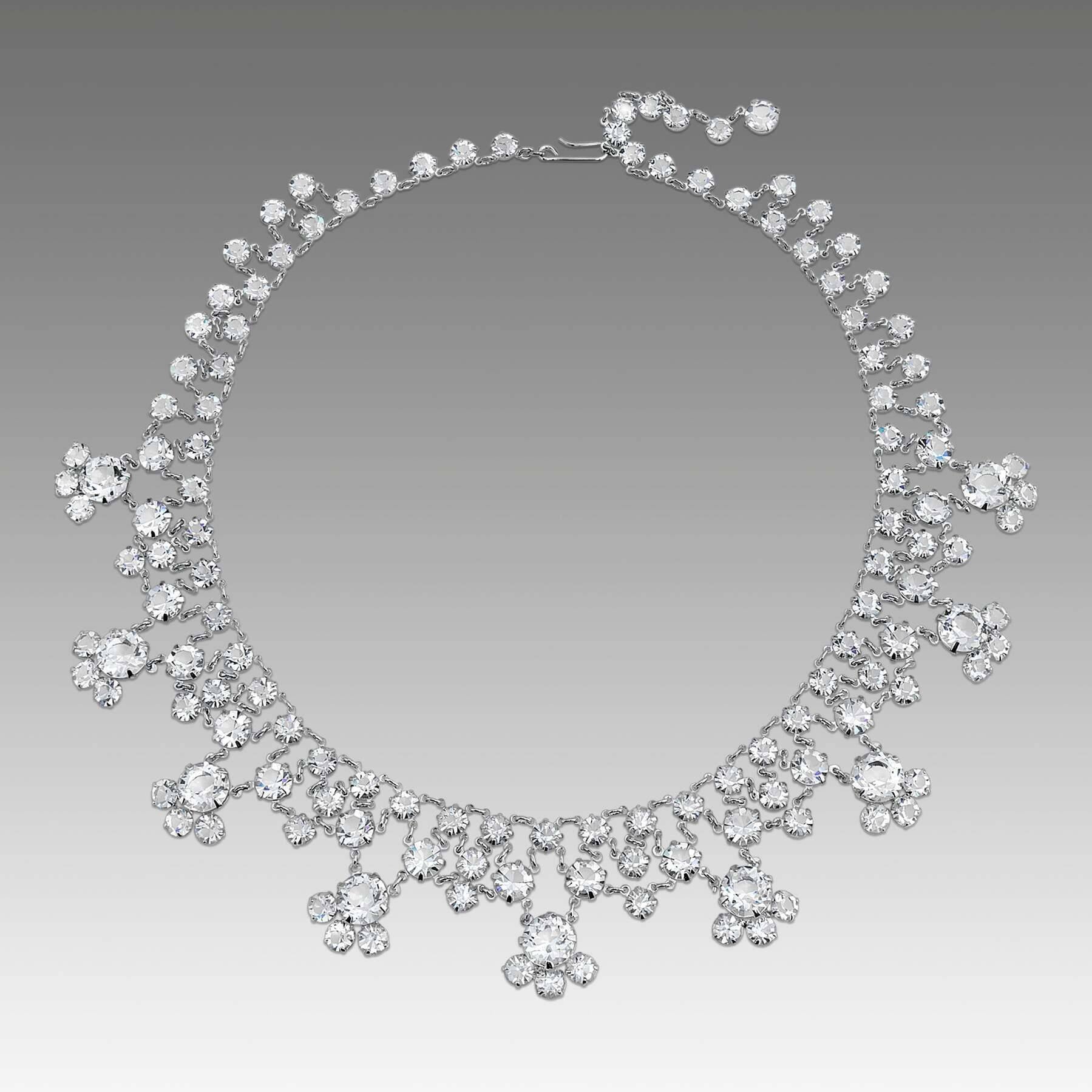 1928 Jewelry Vintage Austrian Crystal Multi Drop Necklace 16"