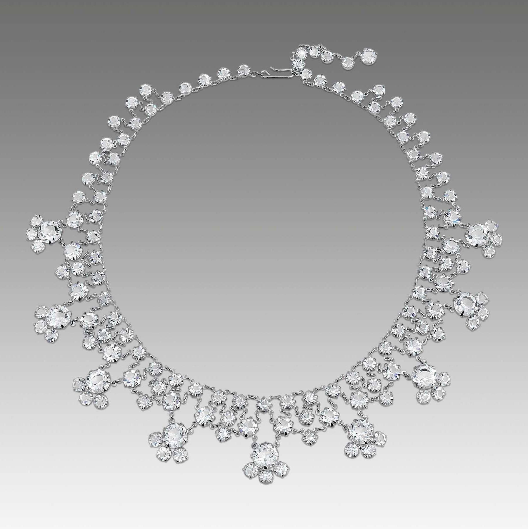 1928 Jewelry Vintage Austrian Crystal Multi Drop Necklace 16"