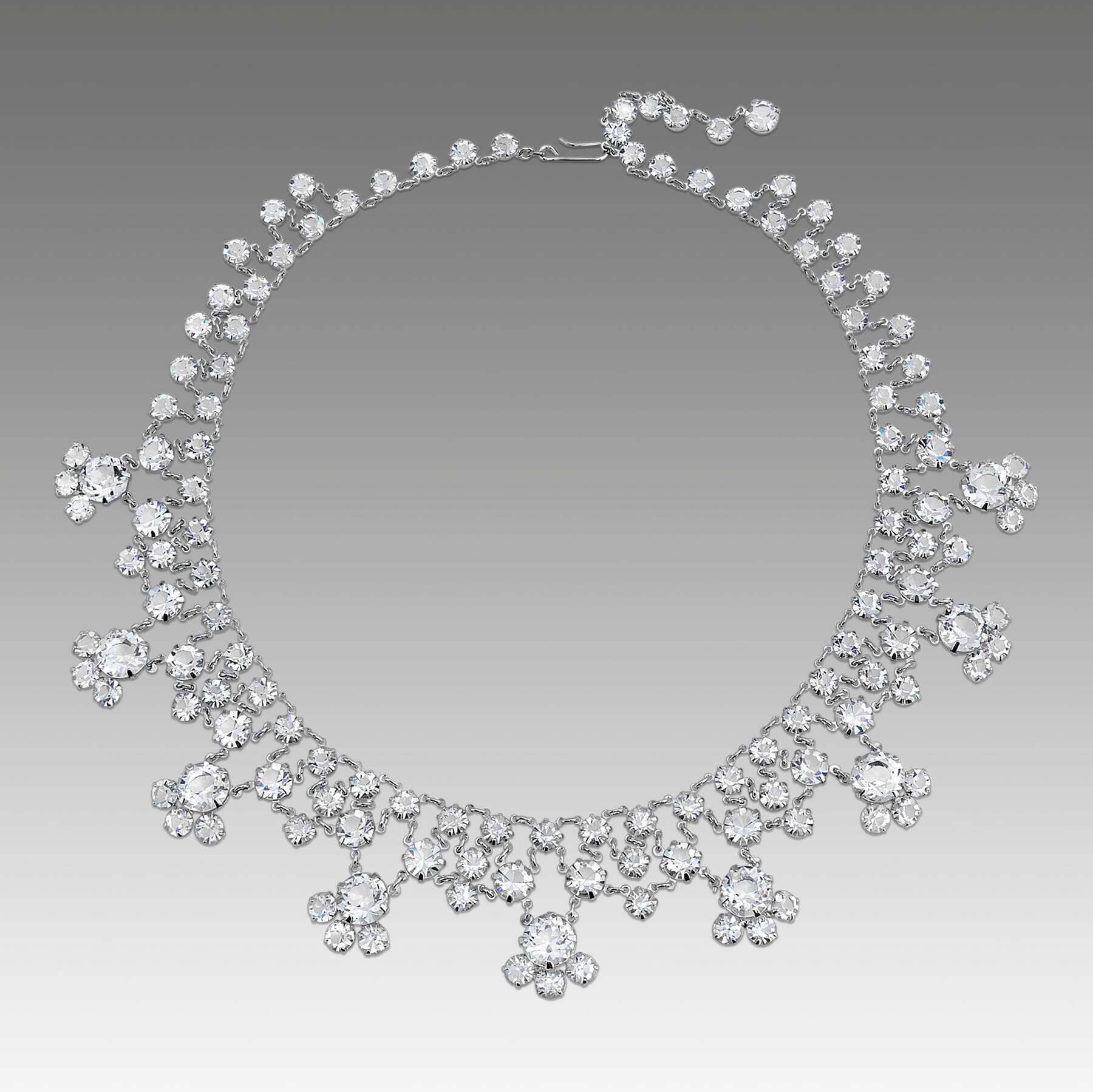 1928 Jewelry Vintage Austrian Crystal Multi Drop Necklace 16"